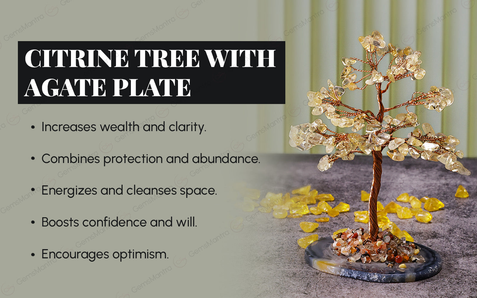 Citrine crystal Tree With Agate Plate Base