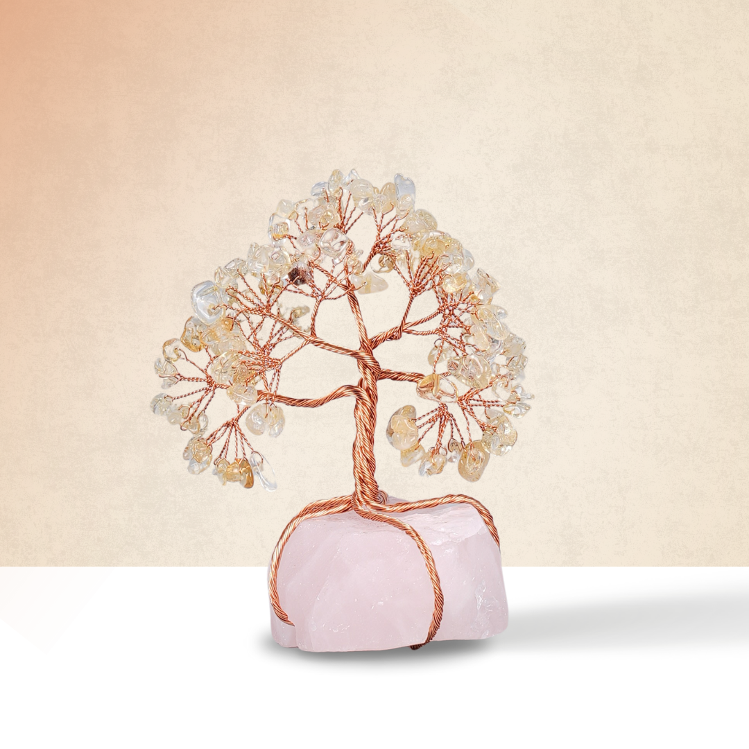 Citrine Tree With Raw Rose Quartz Tree - Gemsmantra