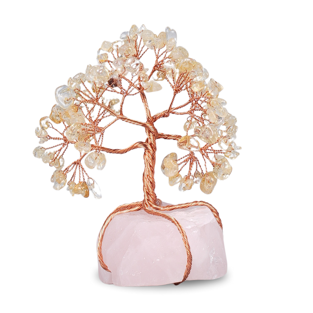 Citrine Tree With Raw Rose Quartz Tree - Gemsmantra