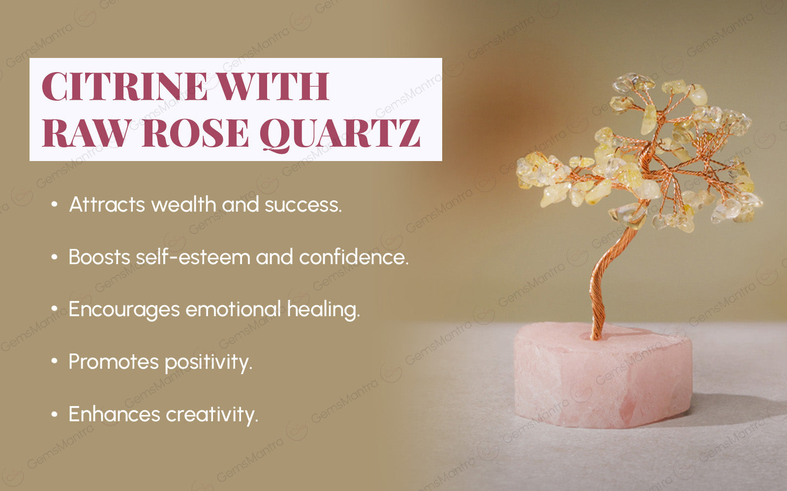 Citrine Tree With Raw Rose Quartz Tree