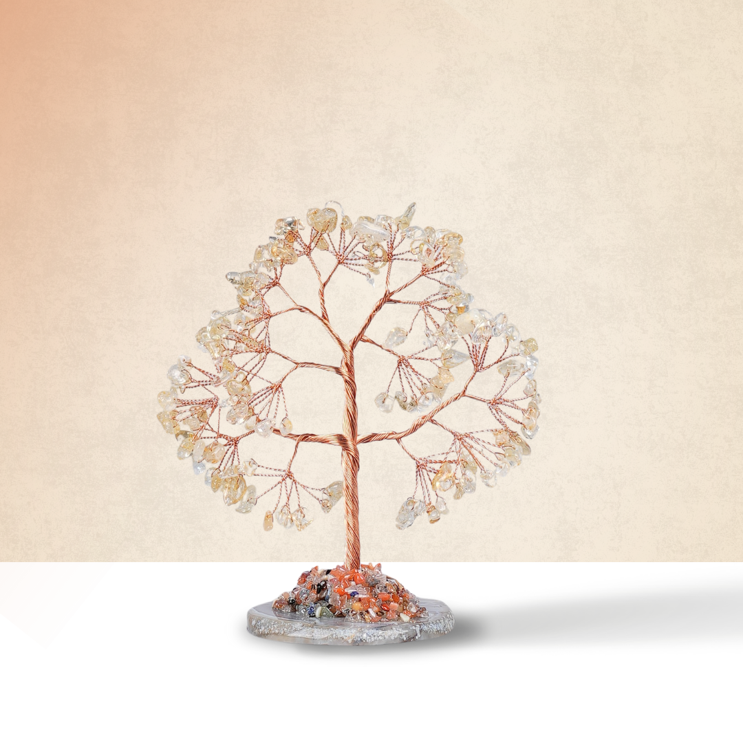 Citrine crystal Tree With Agate Plate - Gemsmantra