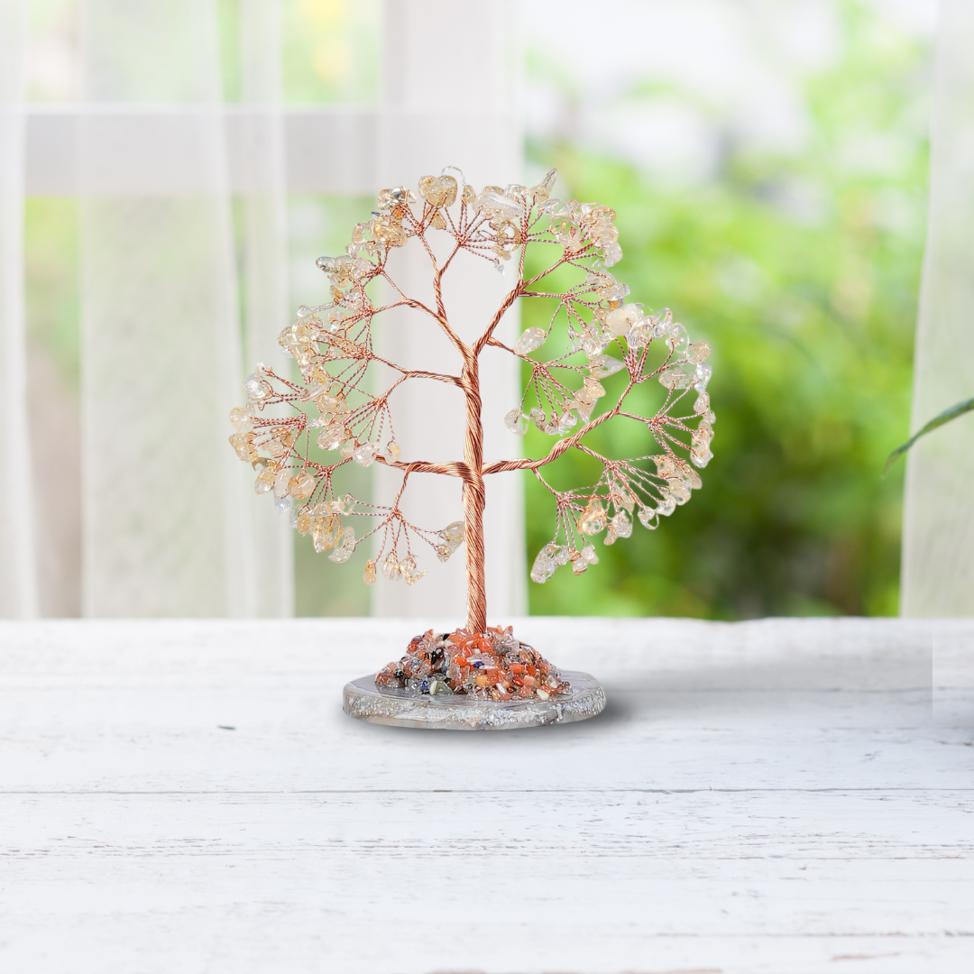 Citrine crystal Tree With Agate Plate - Gemsmantra