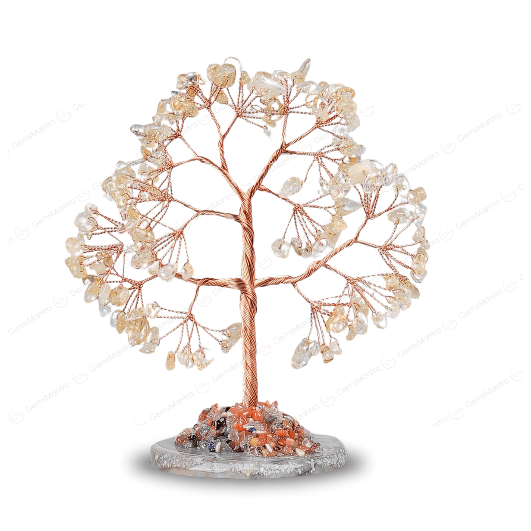 Citrine crystal Tree With Agate Plate - Gemsmantra