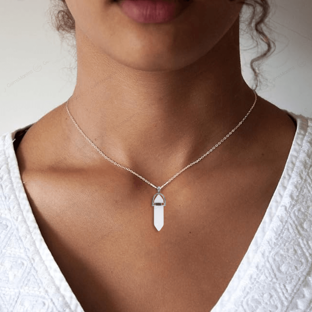 Clear Quartz Double Terminated Pencil Pendant - Gemsmantra