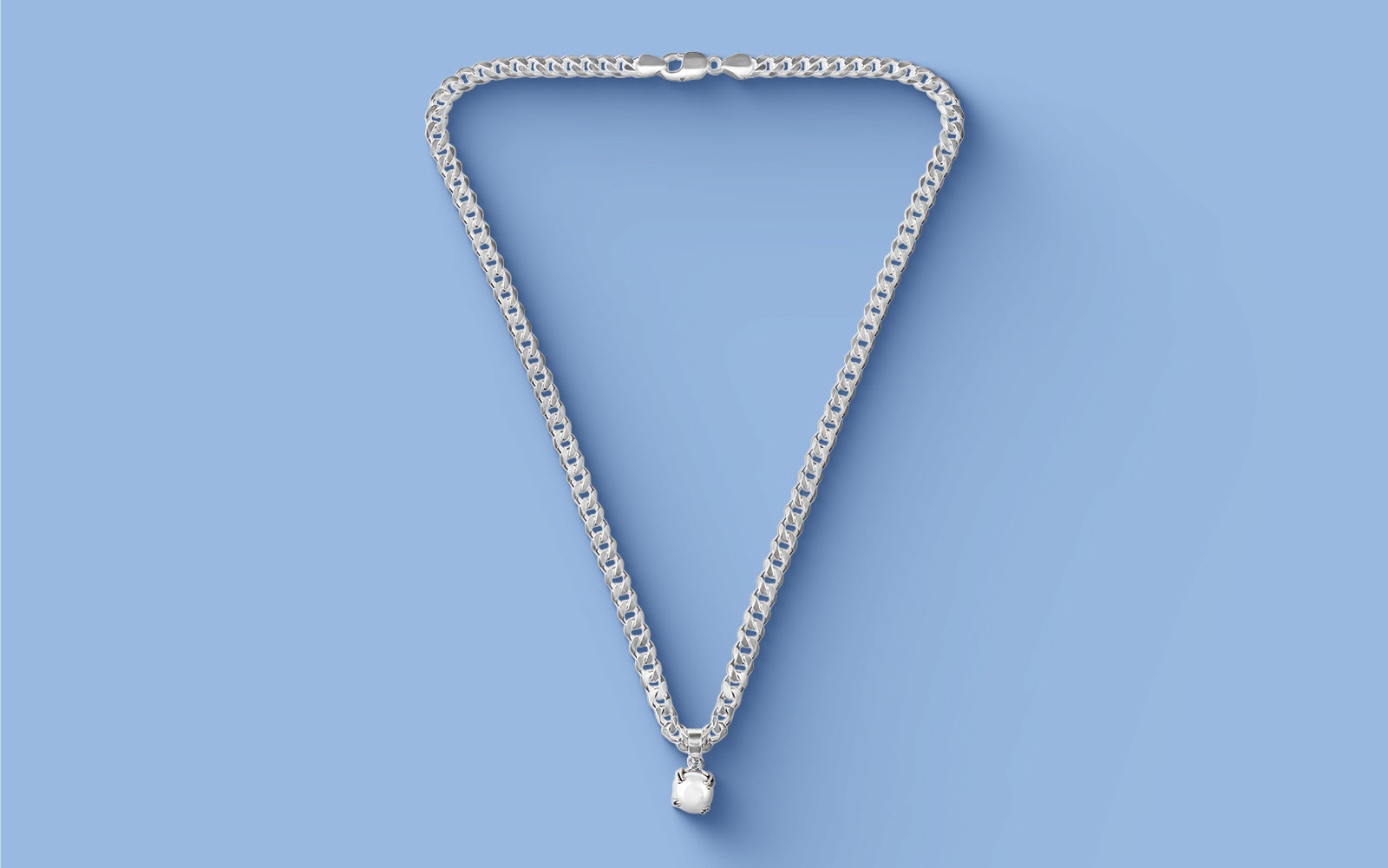 Silver Chain with Pearl Locket for Men