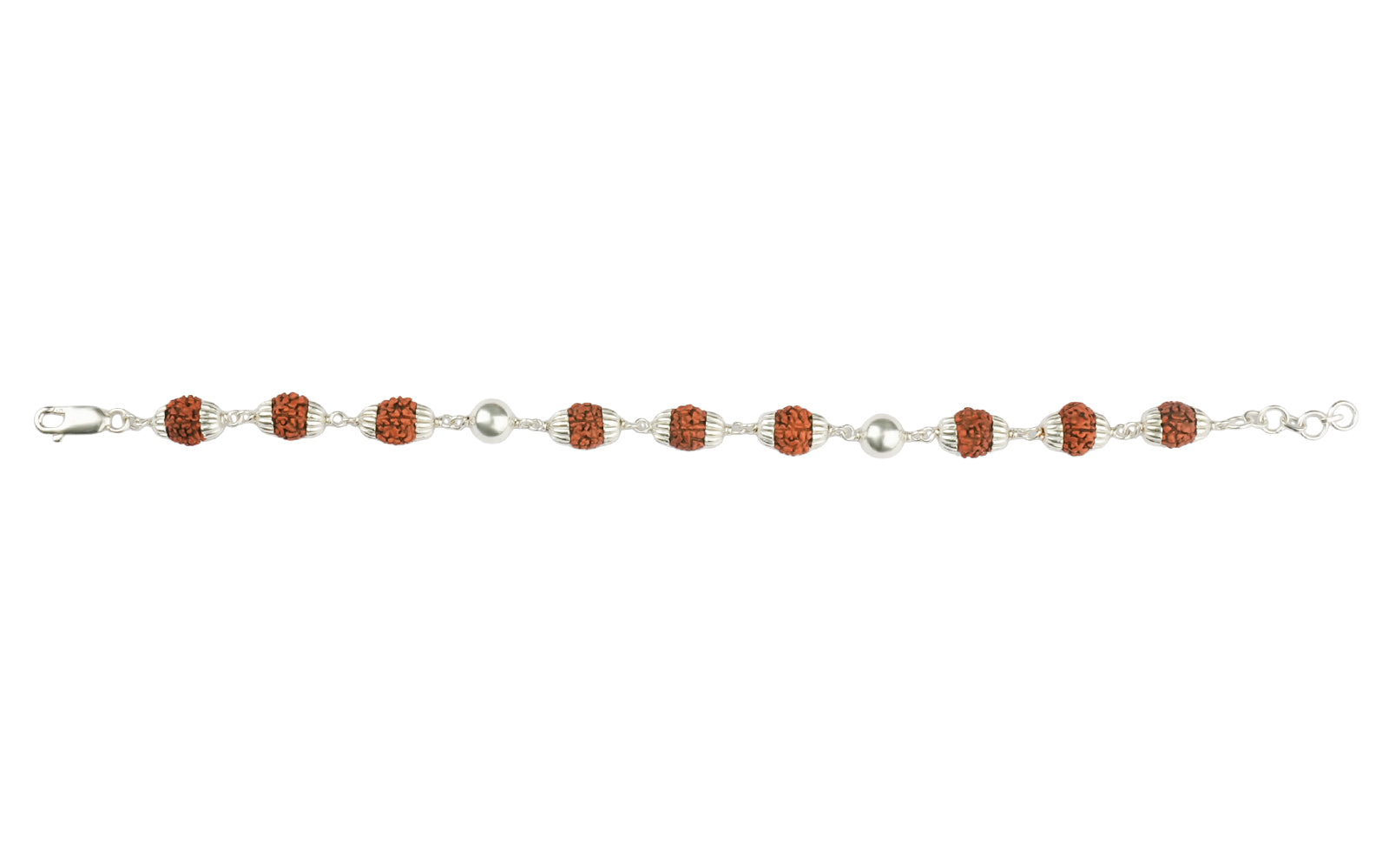 5 Mukhi Rudraksha Bracelet with 2 Silver Moti for Kids