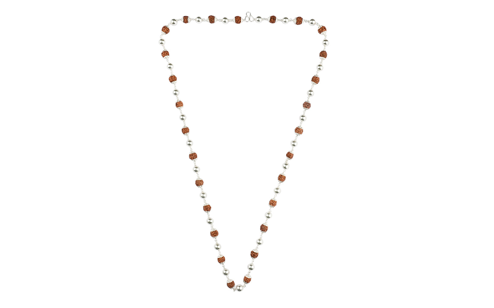 5 Mukhi Rudraksha Mala with 27 Silver Moti (Unisex)