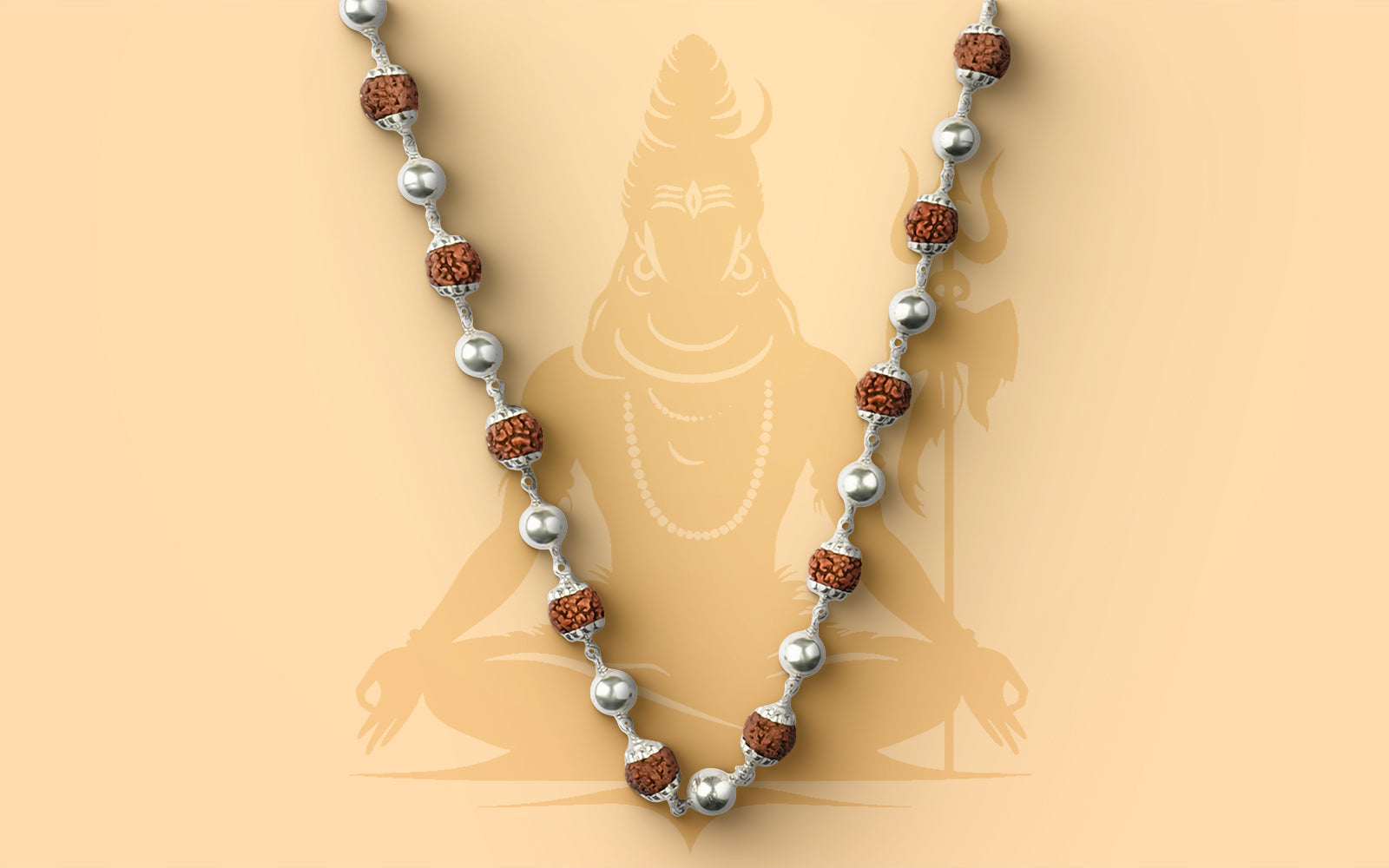 5 Mukhi Rudraksha Mala with 27 Silver Moti (Unisex)