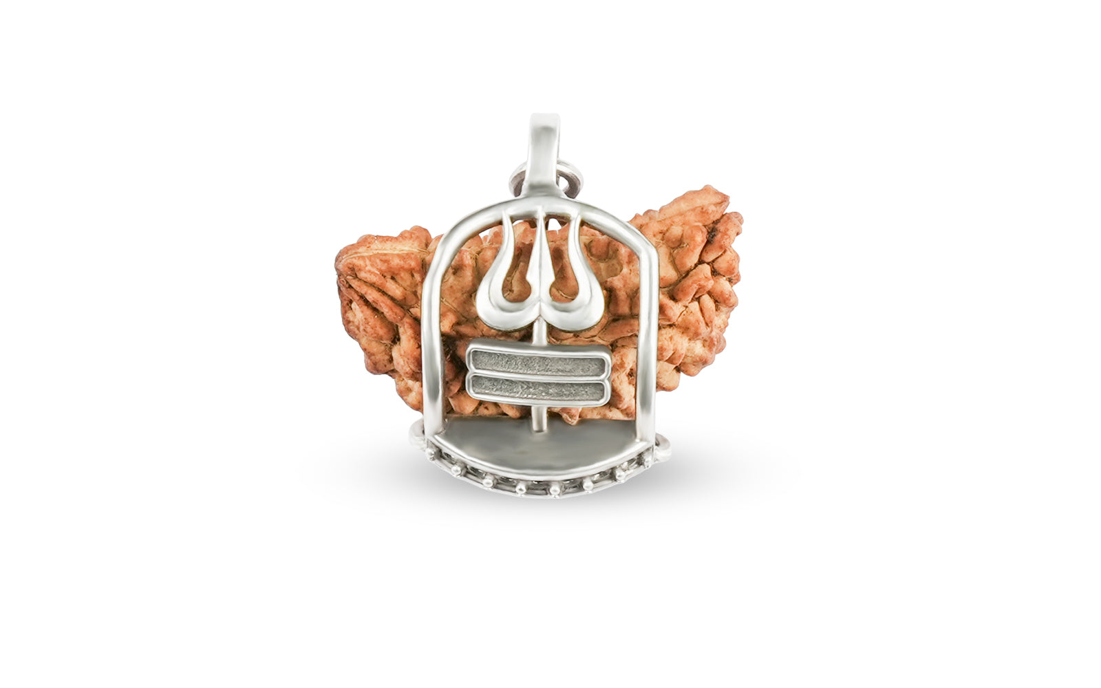 1 Mukhi Rudraksha Trishul Silver Pendant