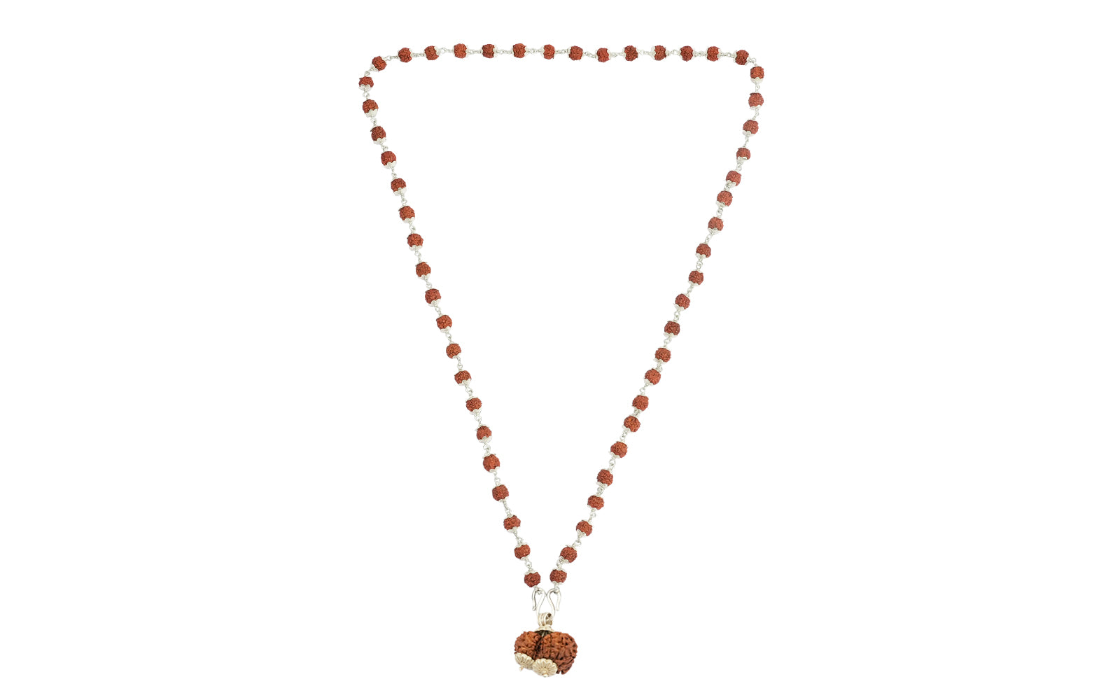 5 Mukhi Rudraksha Mala - with Natural Gauri-Shankar Rudraksha Pendant