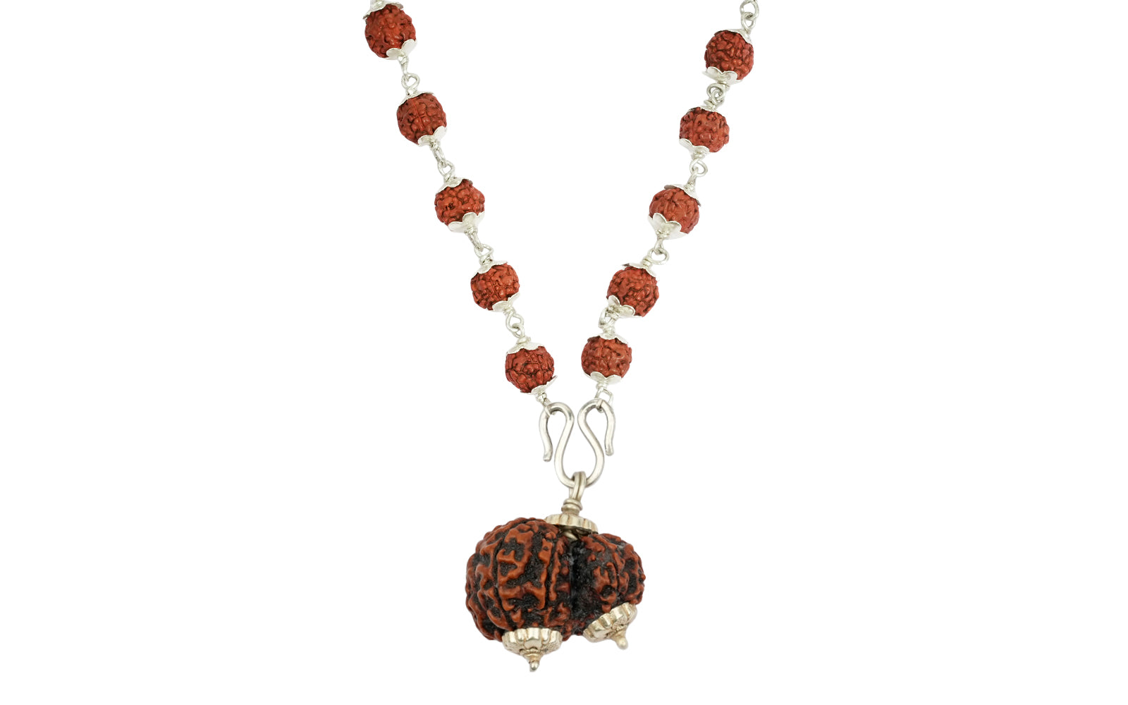 5 Mukhi Rudraksha Mala - with Natural Garbh-Gauri Rudraksha Pendant