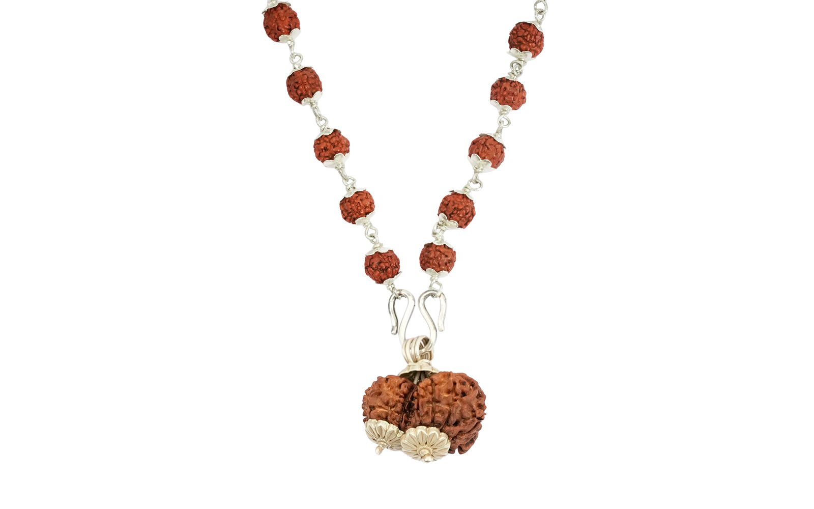 5 Mukhi Rudraksha Mala - with Natural Gauri-Shankar Rudraksha Pendant