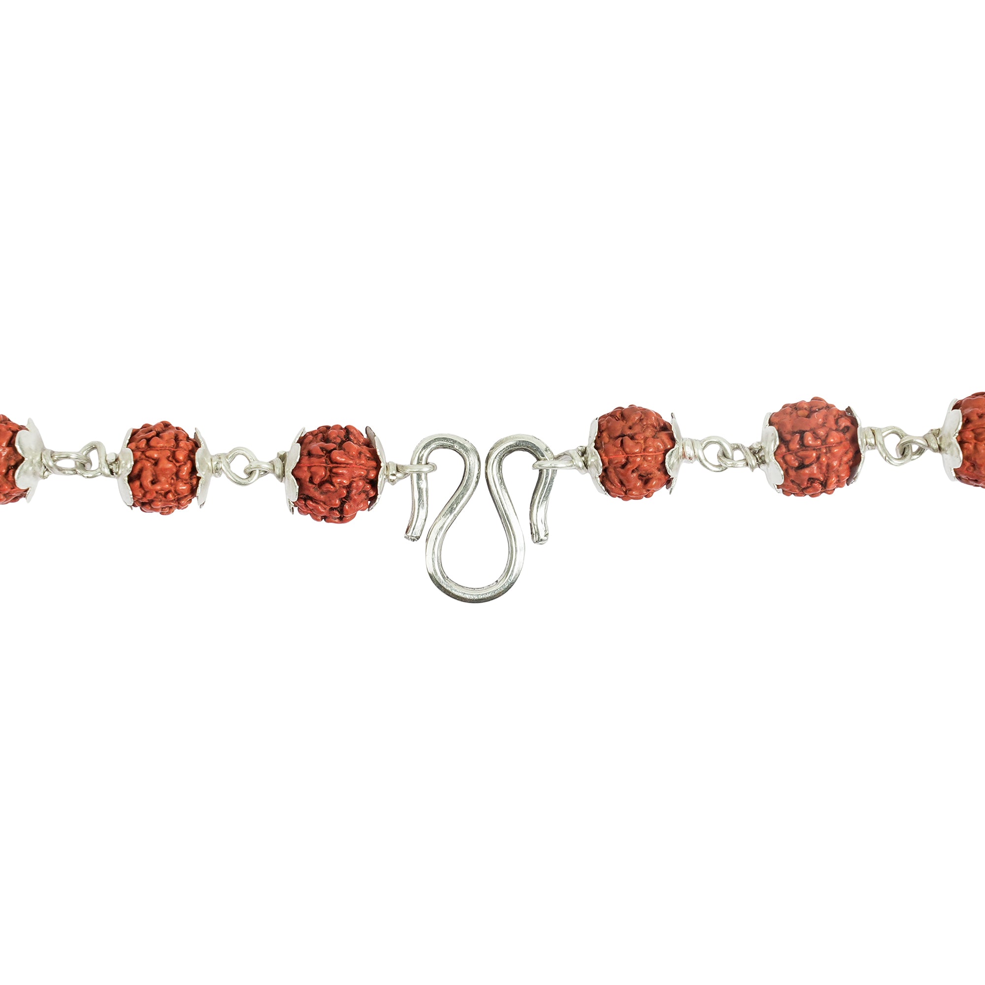 5 Mukhi Silver Rudraksha Mala - with Natural 1 Mukhi Rudraksha Pendant