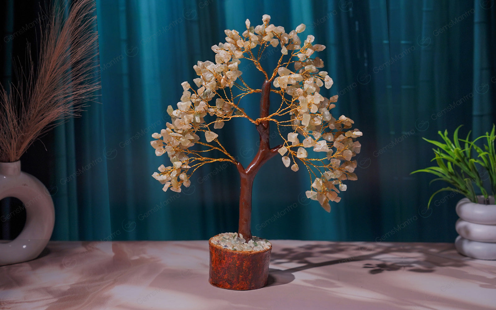Wooden Green Aventurine Crystal Tree