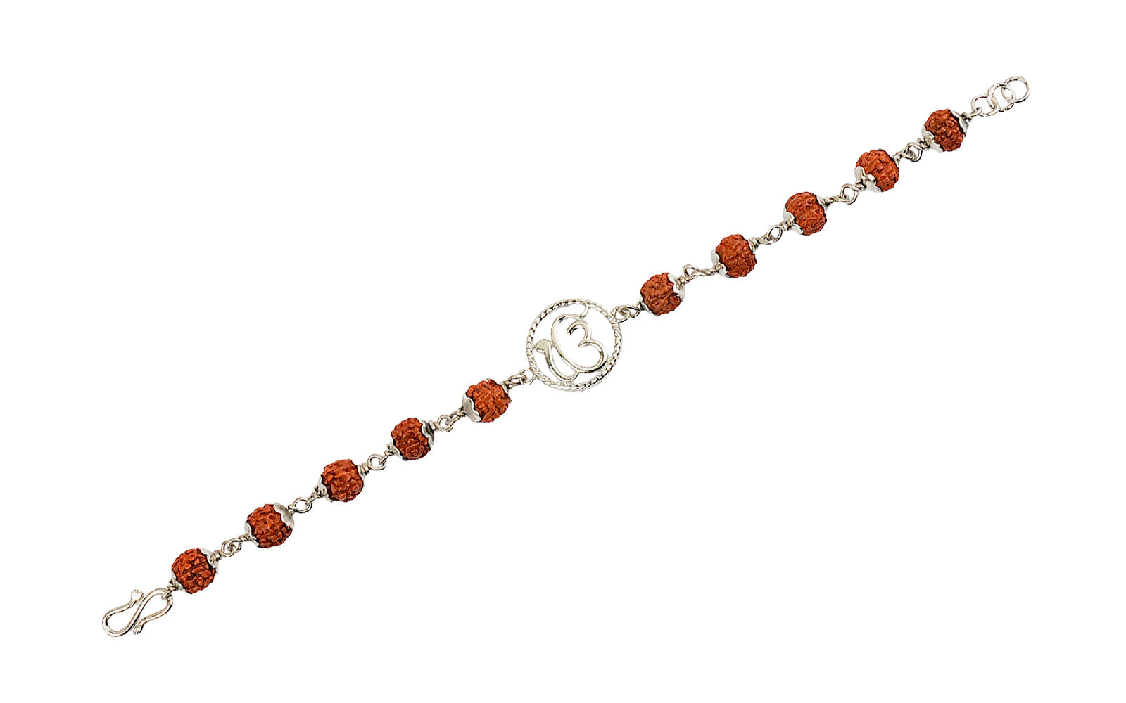 5 Mukhi Rudraksha Silver Onkar Bracelet for Kids - 5 Beads