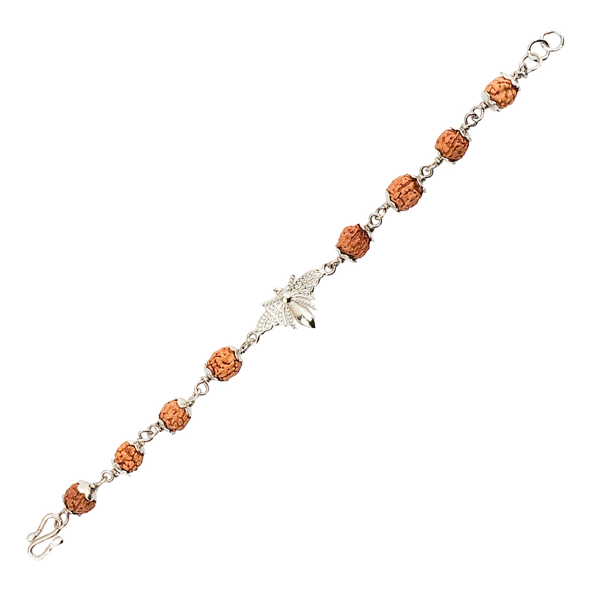 Original 5 Mukhi Rudraksha Silver Studded Butterfly Bracelet for Kids