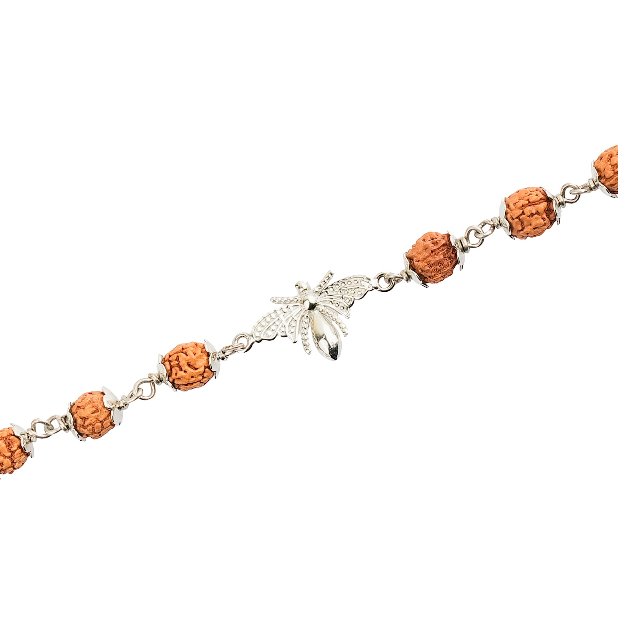 Original 5 Mukhi Rudraksha Silver Studded Butterfly Bracelet for Kids