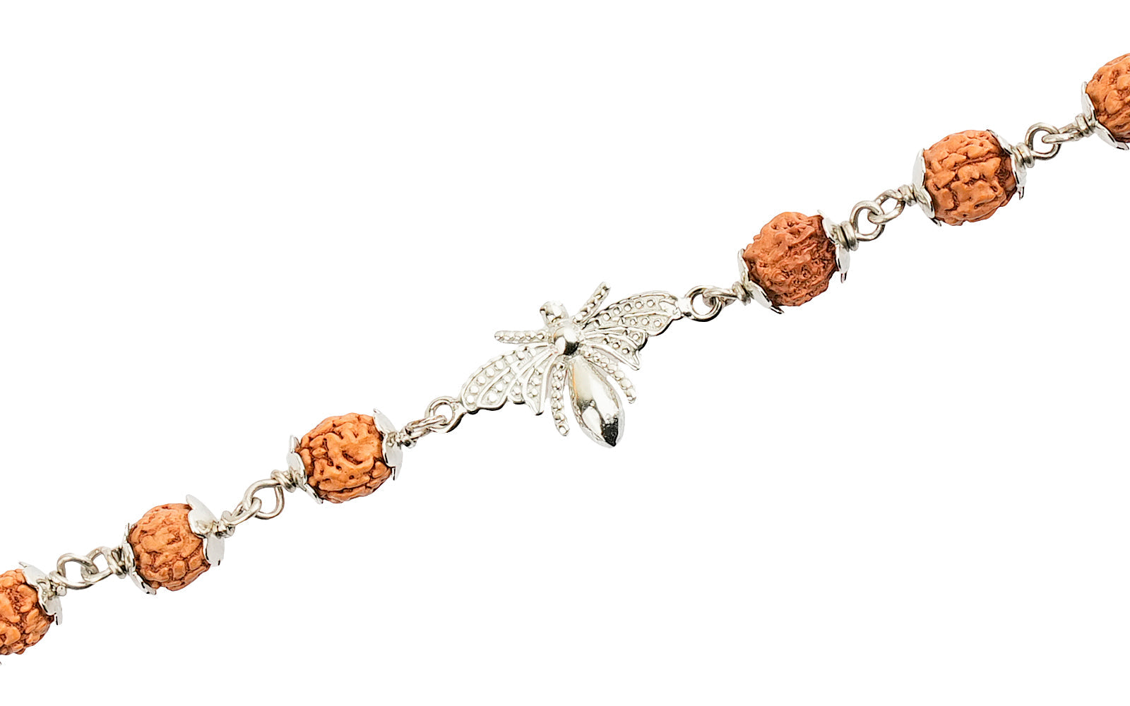 5 Mukhi Rudraksha Silver Studded Butterfly Bracelet for Kids