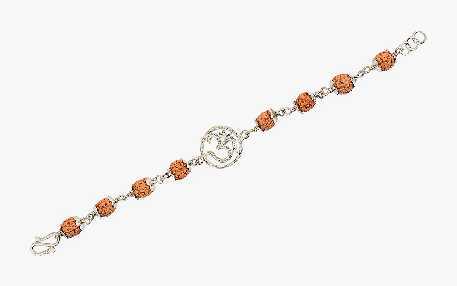 5 Mukhi Rudraksha Silver Om Bracelet for Kids