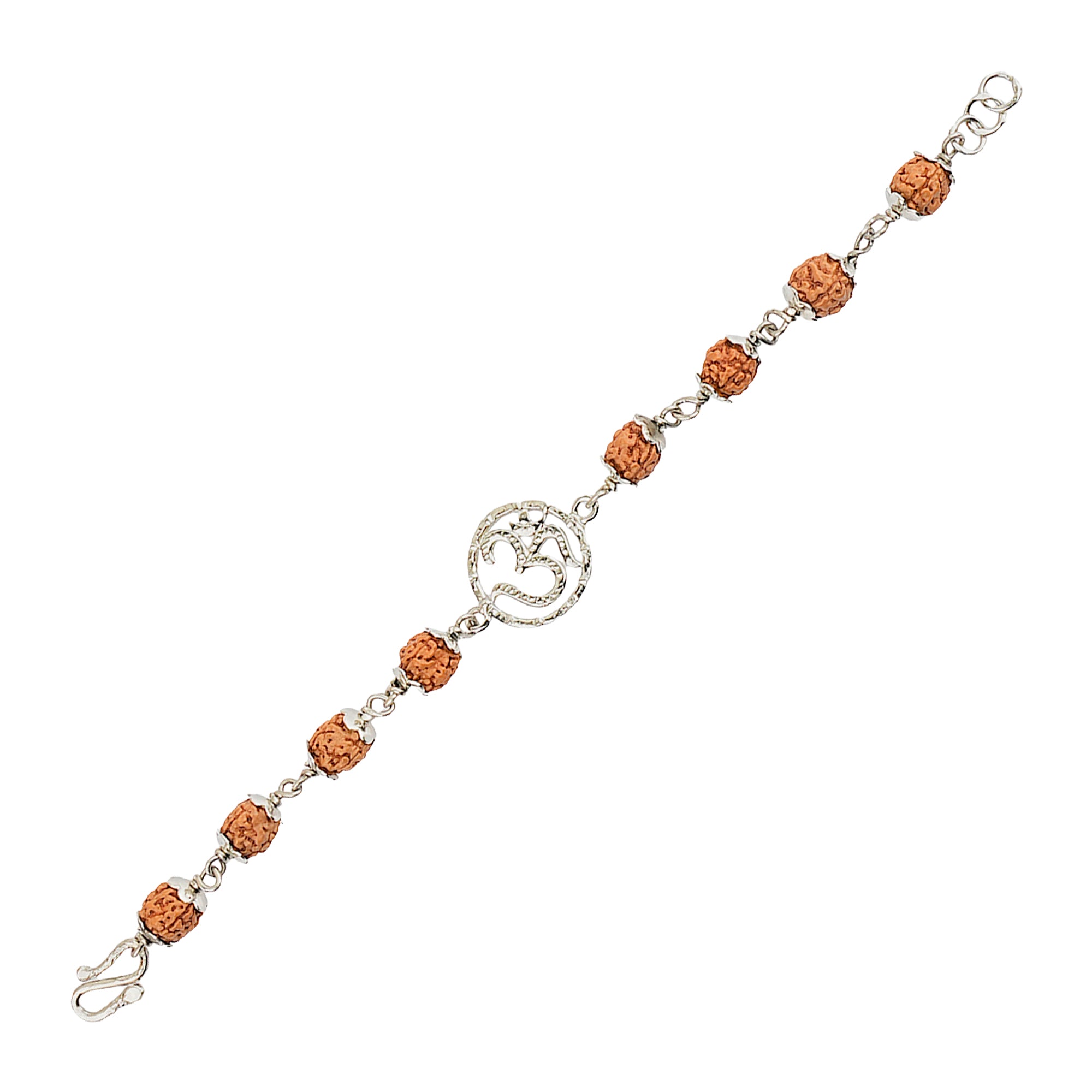 Original 5 Mukhi Rudraksha Silver Om Bracelet for Kids