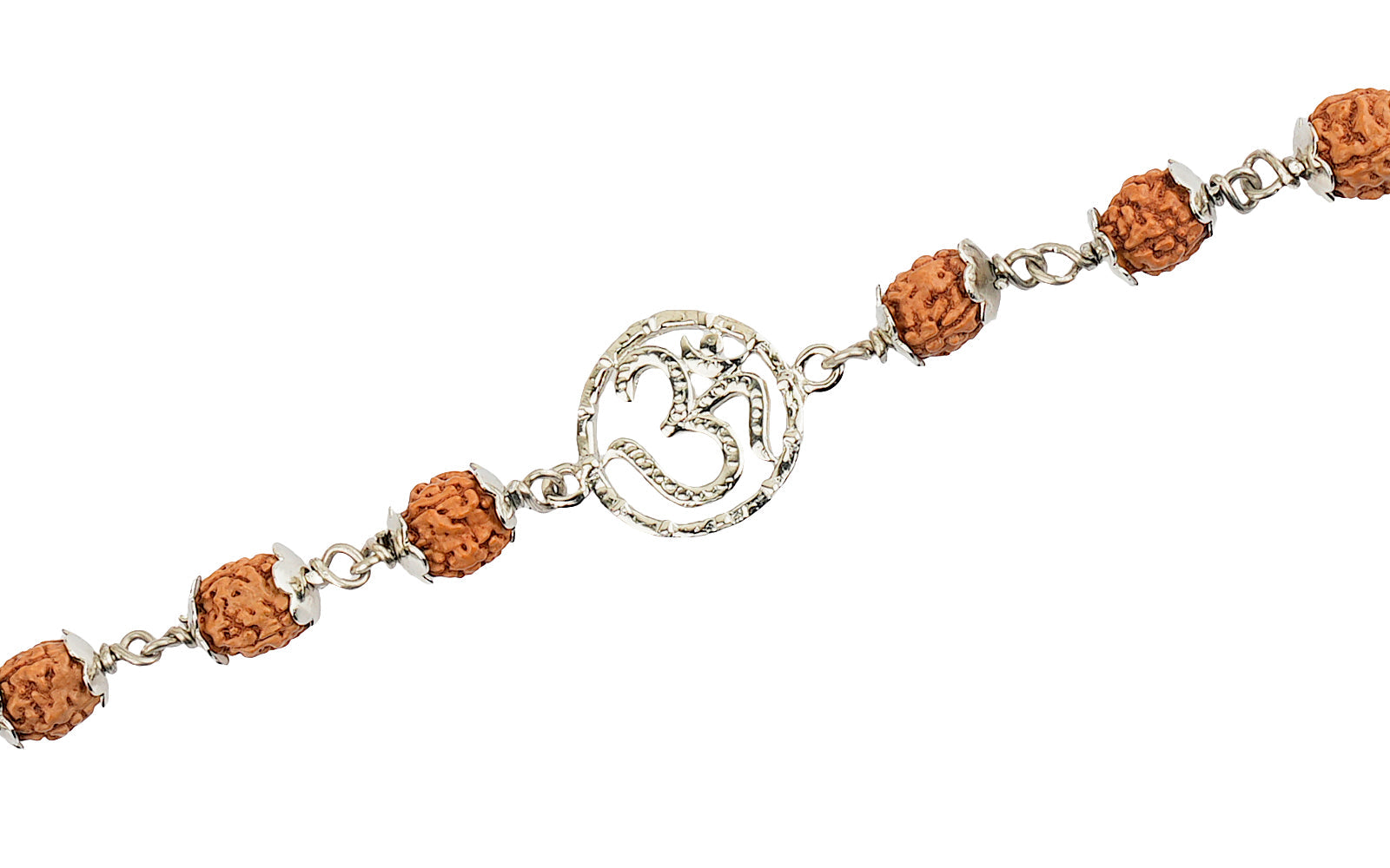 5 Mukhi Rudraksha Silver Om Bracelet for Kids