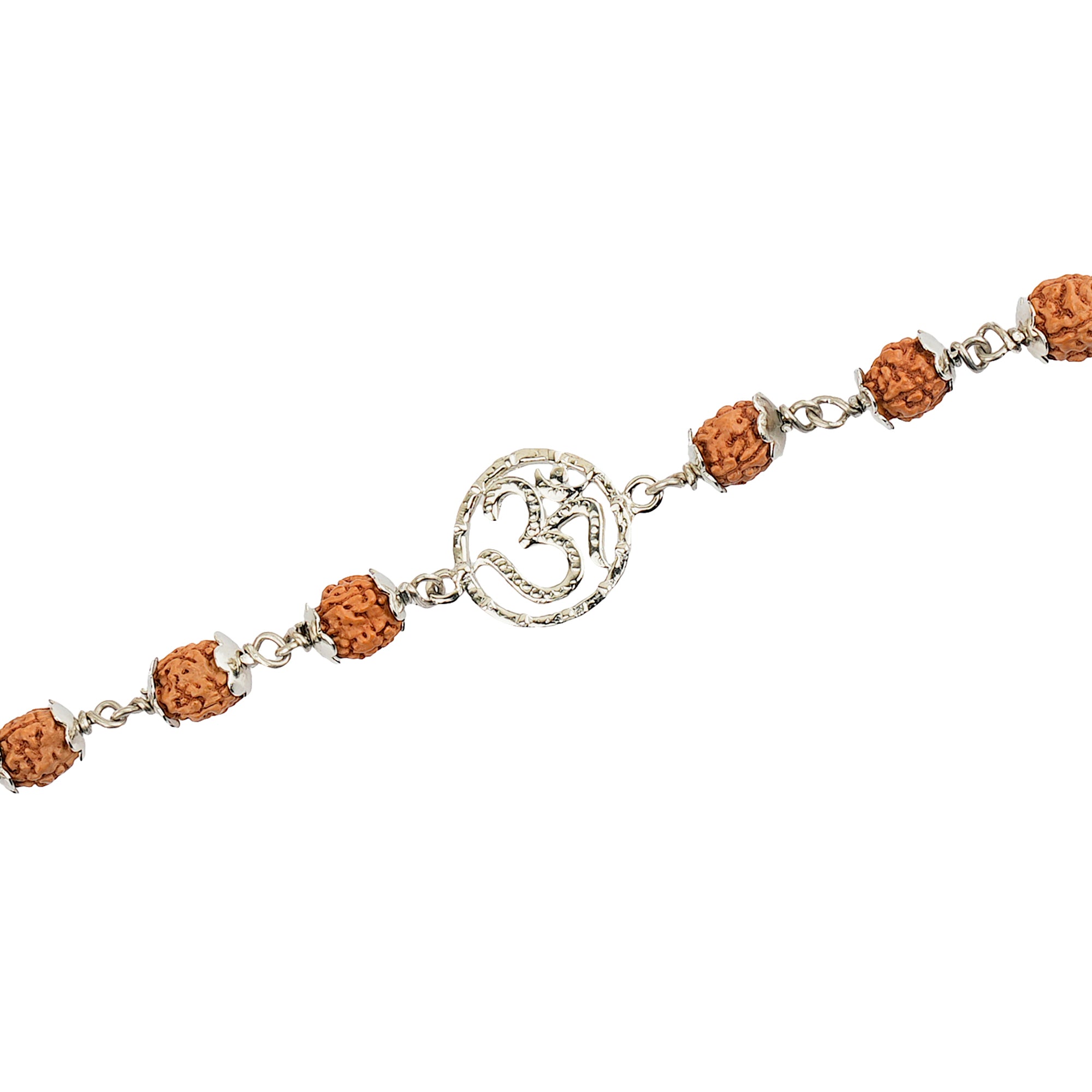 Original 5 Mukhi Rudraksha Silver Om Bracelet for Kids