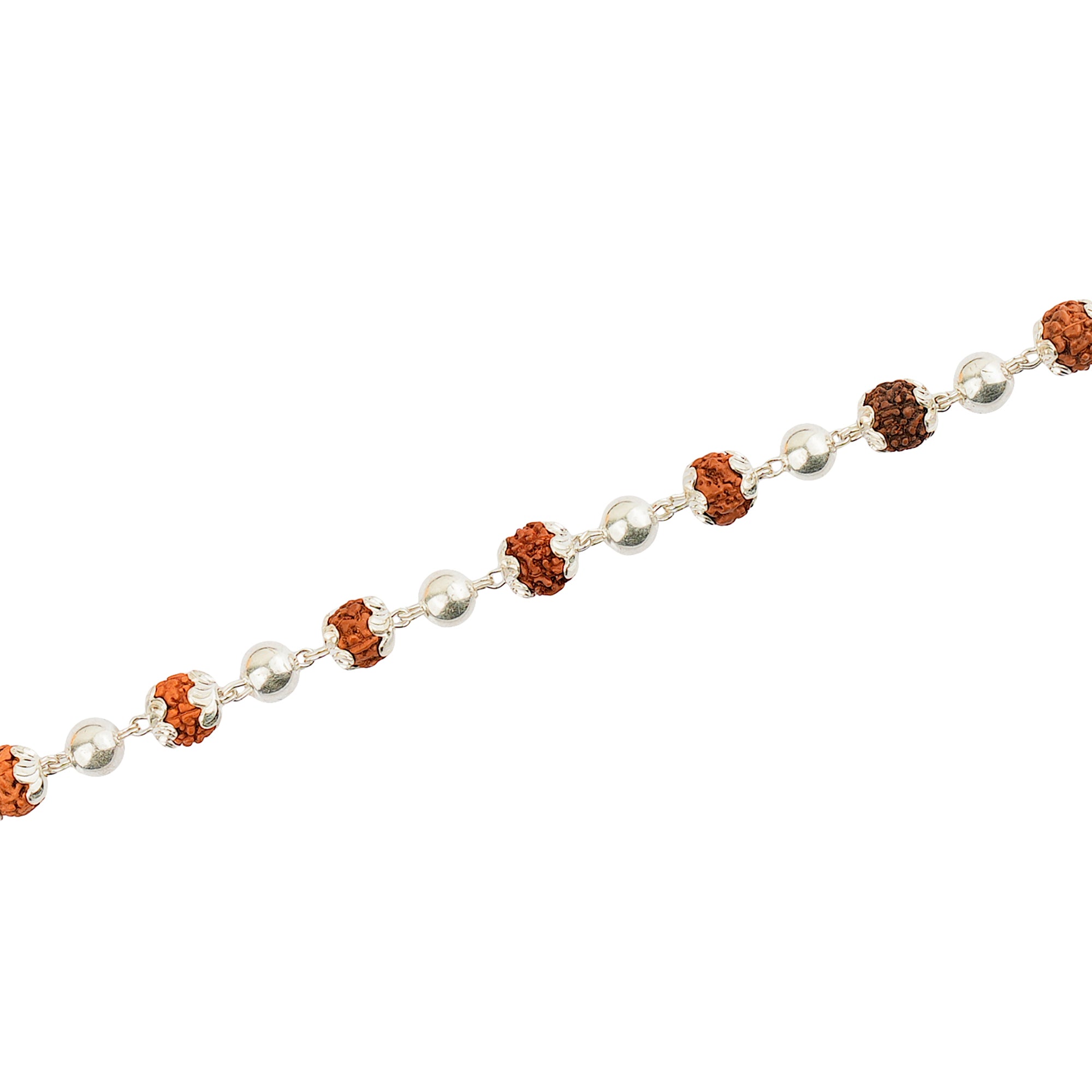 Original 5 Mukhi Rudraksha Silver Moti Bracelet