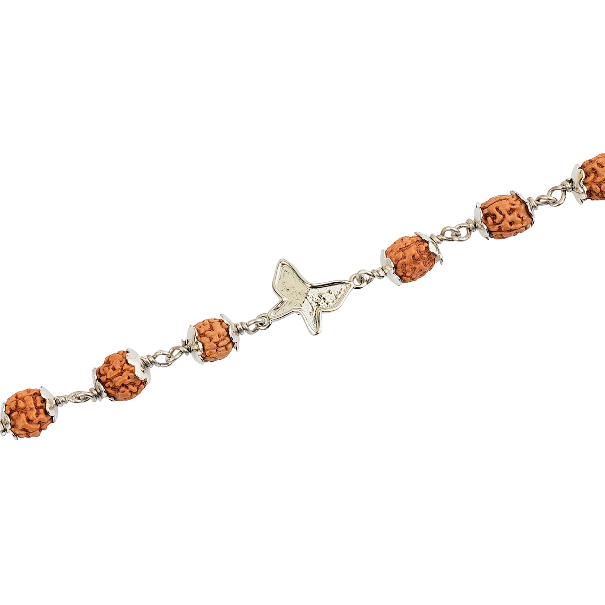 Original 5 Mukhi Rudraksha Silver Butterfly Bracelet for Kids