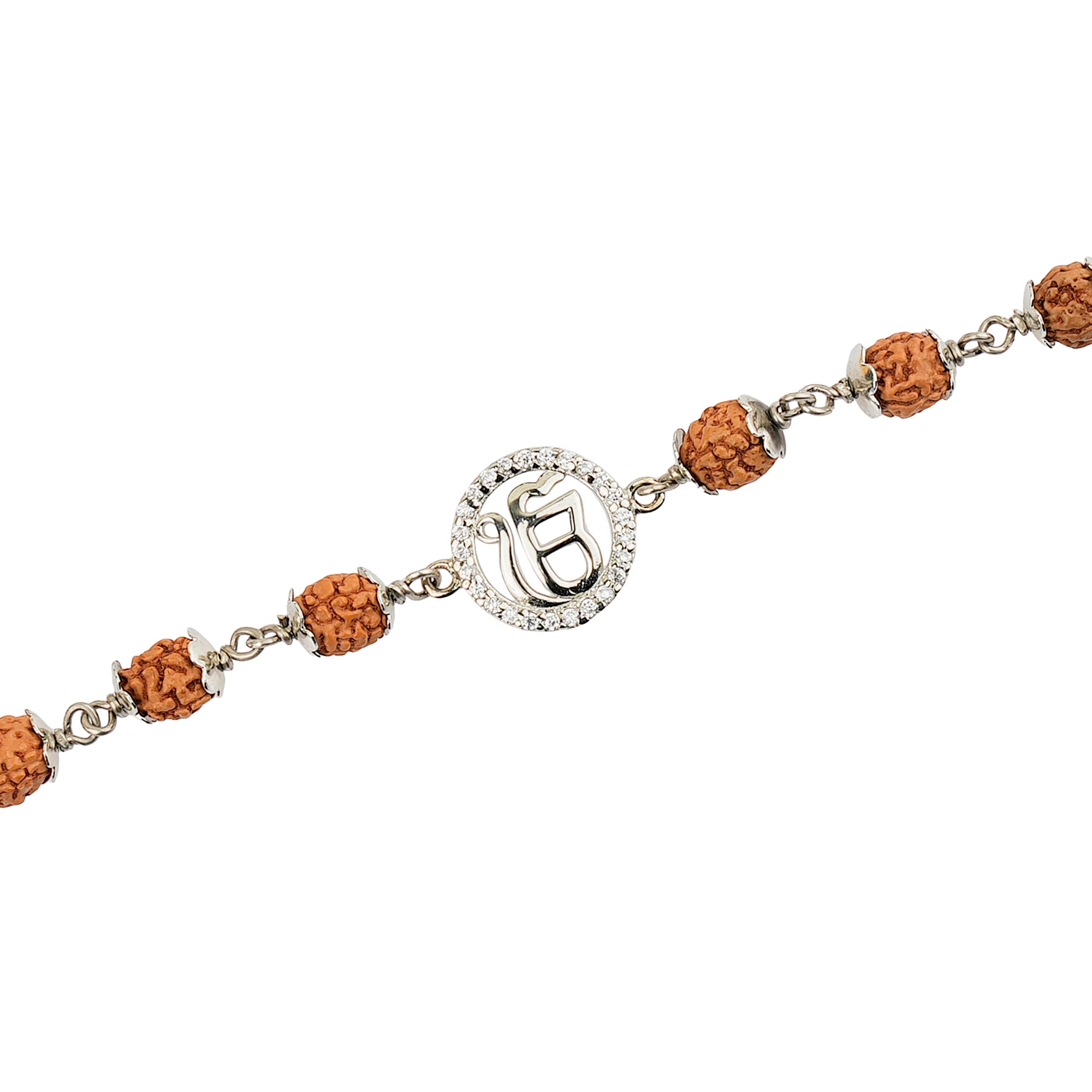 Original 5 Mukhi Rudraksha Silver Studded Onkar Bracelet for Kids – 4 Beads