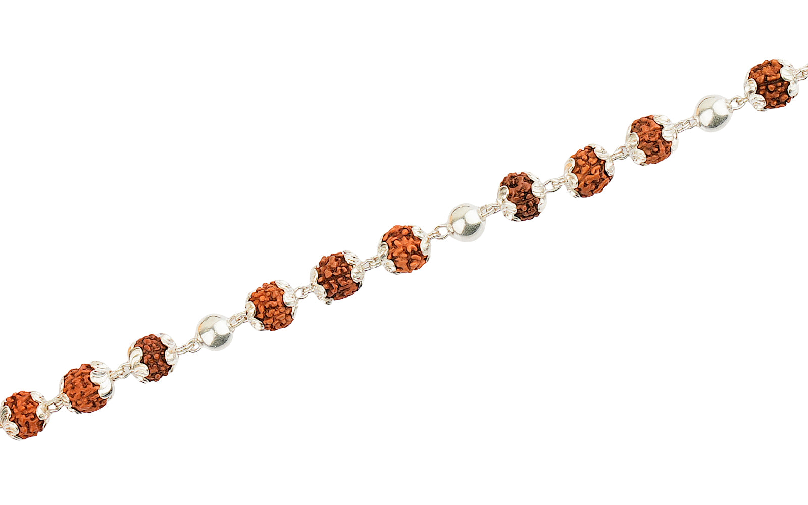 5 Mukhi Rudraksha Silver Pearl Bracelet for Kids