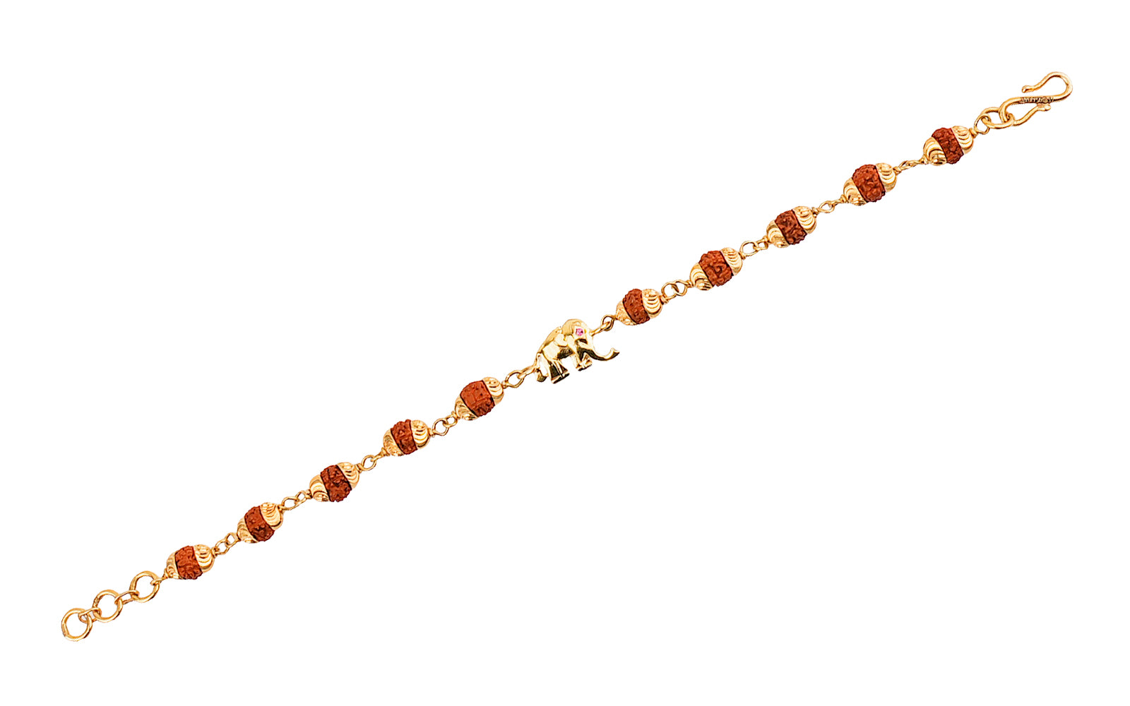 5 Mukhi Rudraksha Gold Elephant Bracelet for Kids