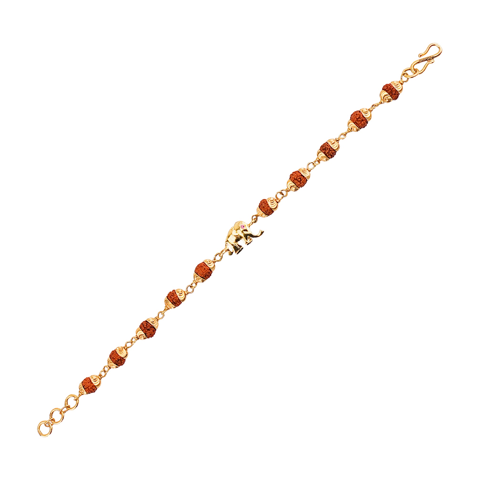 Original 5 Mukhi Rudraksha Gold Elephant Bracelet for Kids
