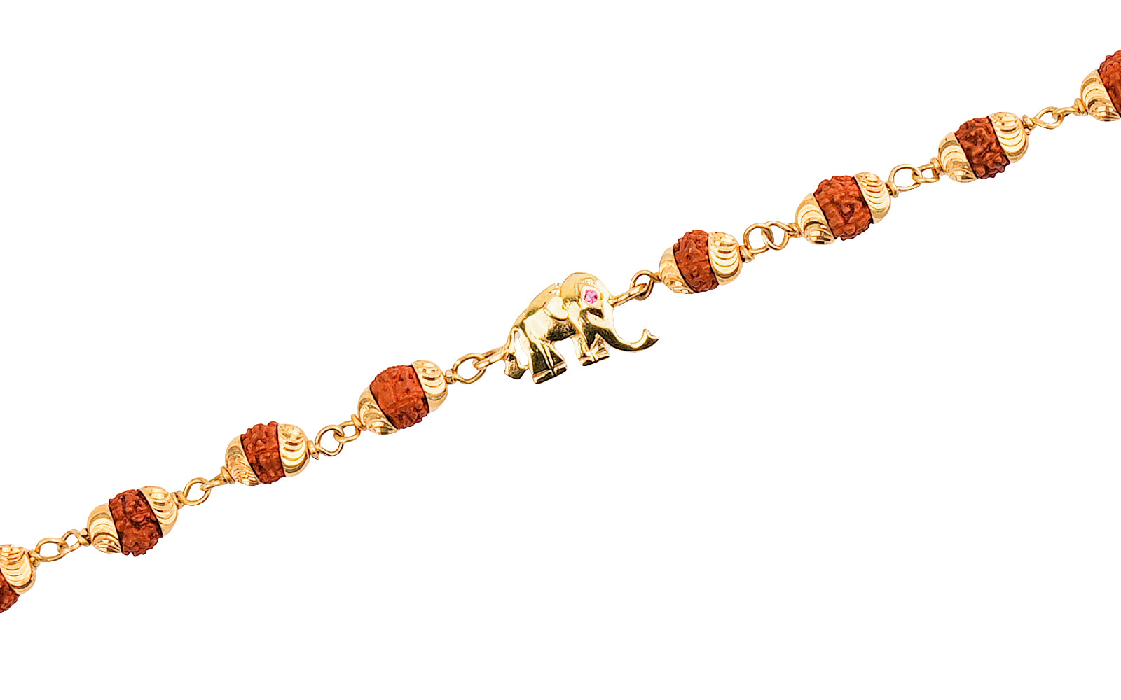 5 Mukhi Rudraksha Gold Elephant Bracelet for Kids