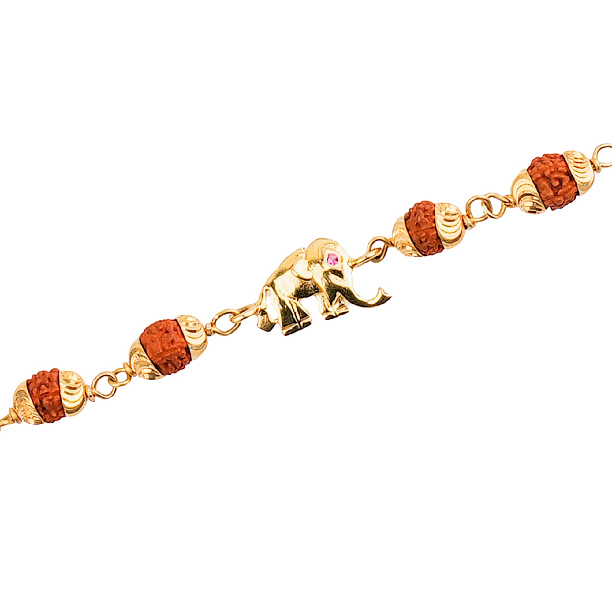 Original 5 Mukhi Rudraksha Gold Elephant Bracelet for Kids