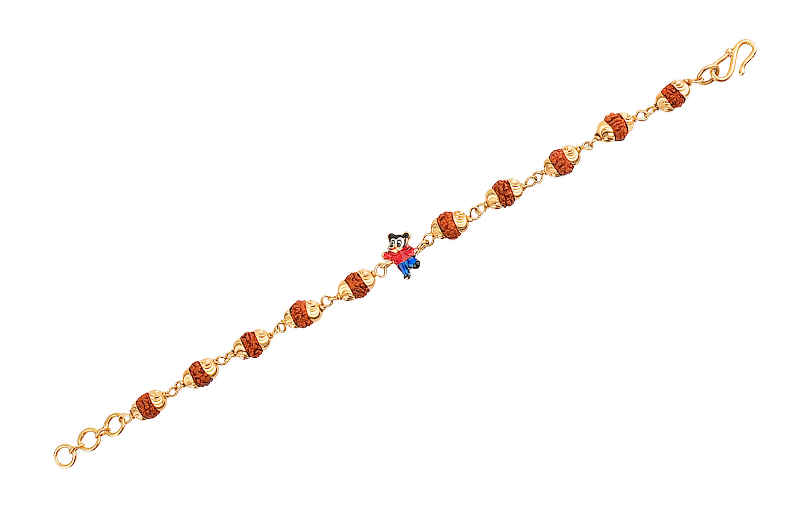 5 Mukhi Rudraksha Gold Mickey Mouse Bracelet for Kids