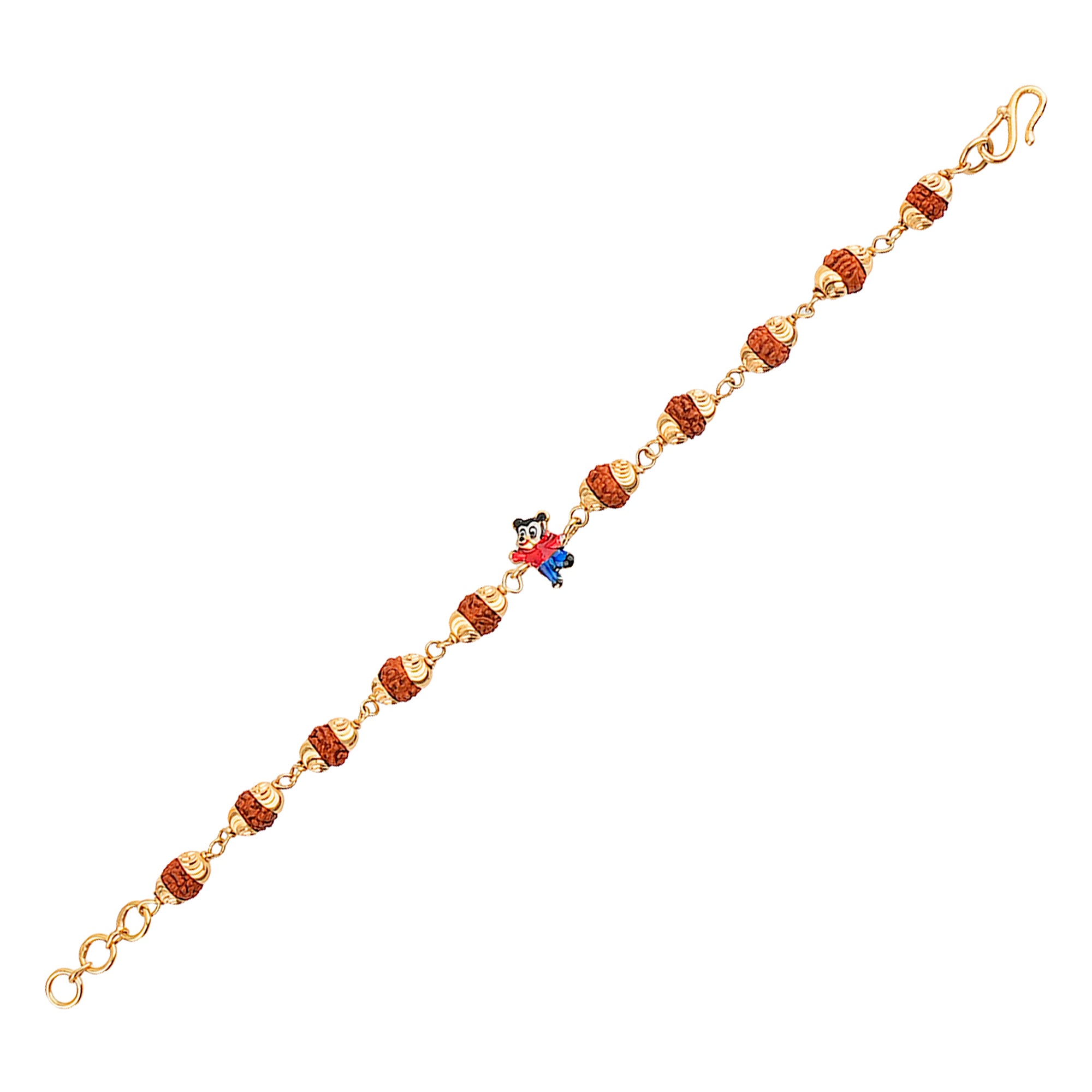 Original 5 Mukhi Rudraksha Gold Mickey Mouse Bracelet for Kids