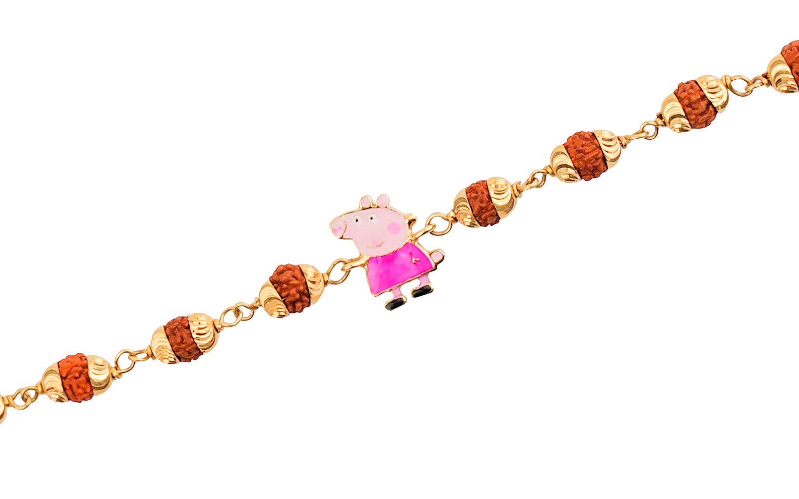 5 Mukhi Rudraksha Gold Piggy Bracelet for Kids