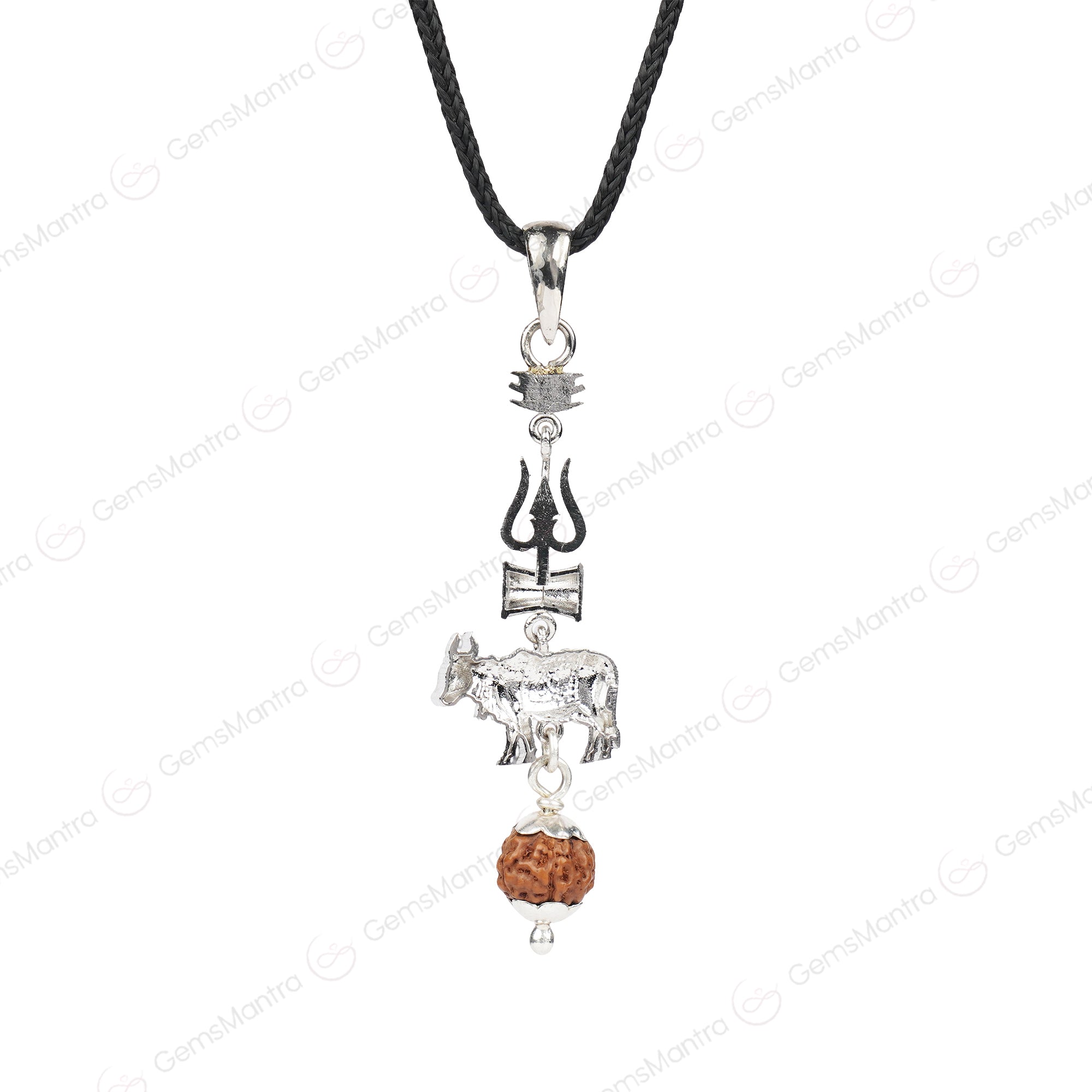 Shiv Nandi Pendant with Rudraksha