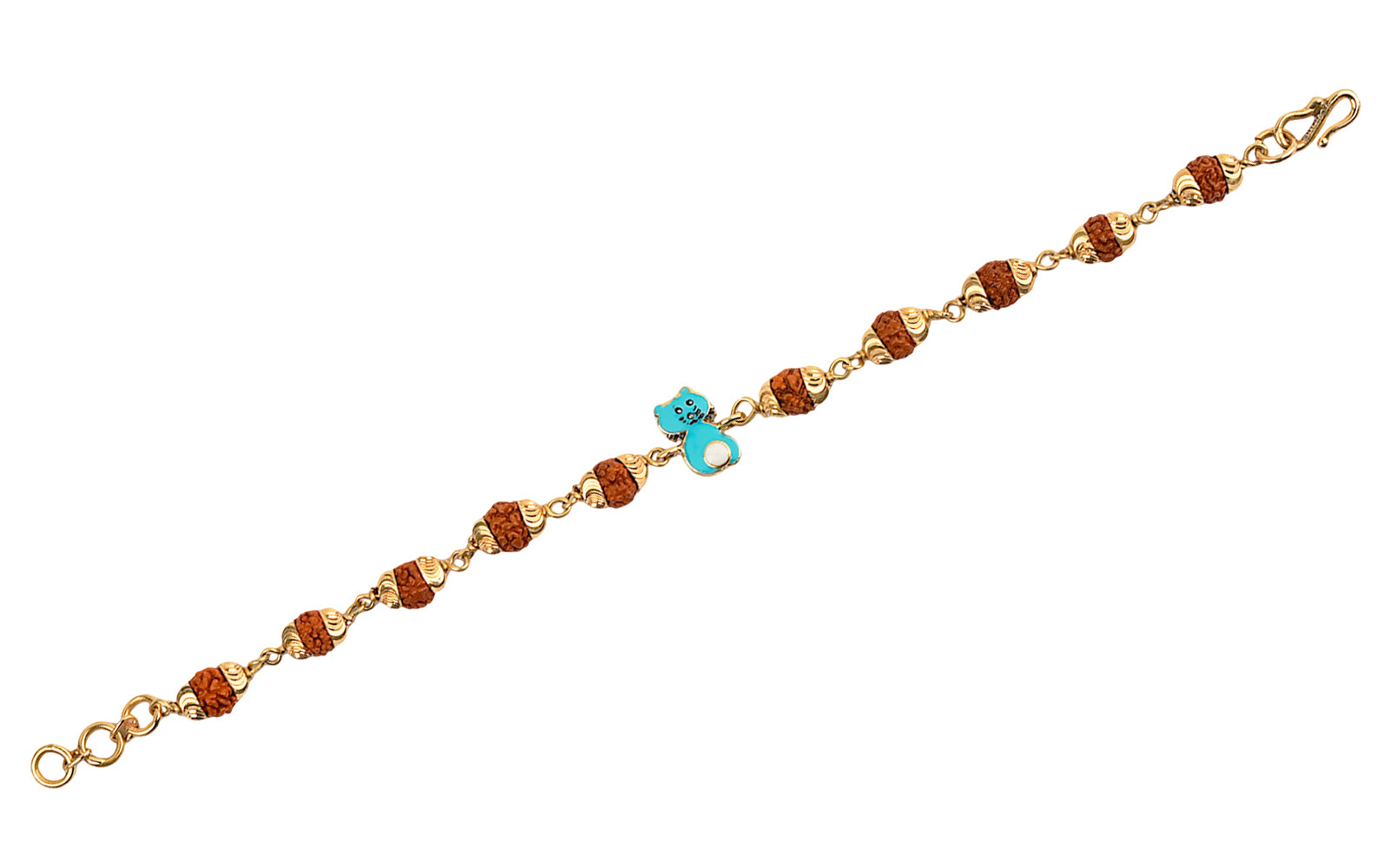 5 Mukhi Rudraksha Gold Kitty Bracelet for Kids