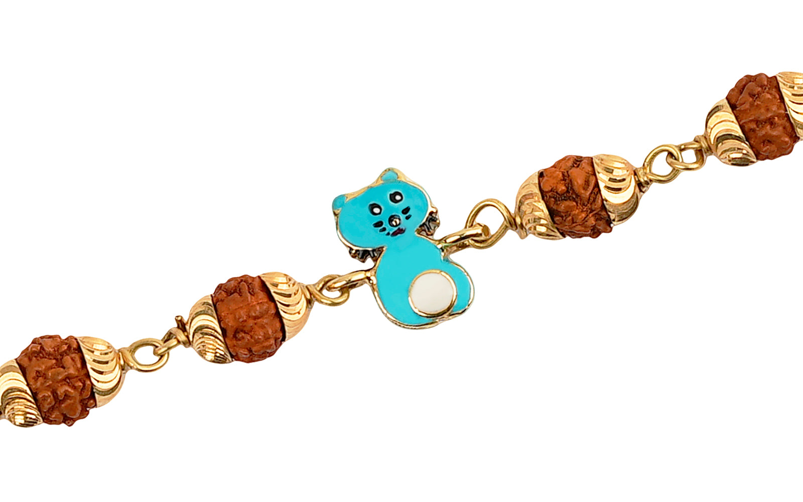 5 Mukhi Rudraksha Gold Kitty Bracelet for Kids