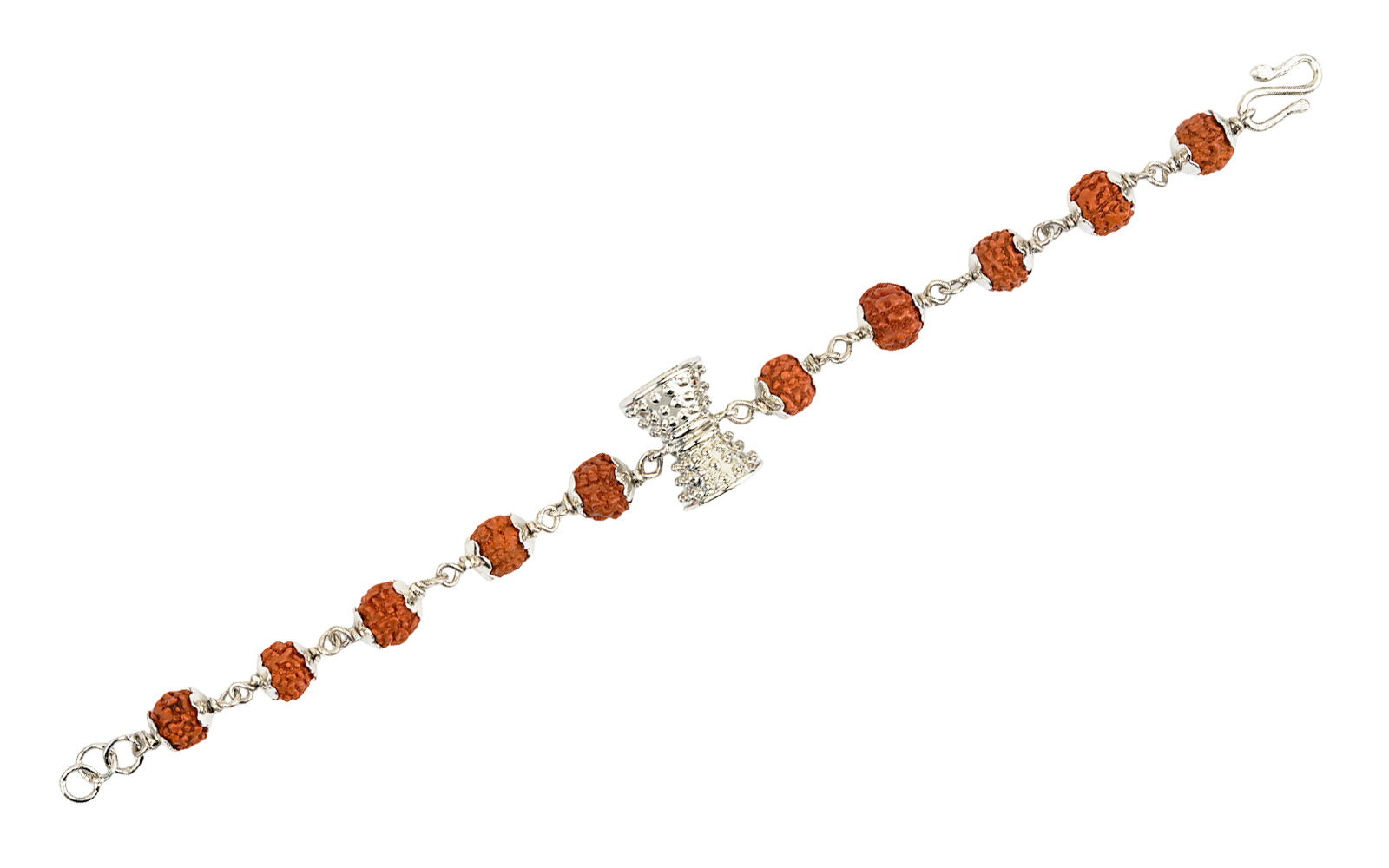 5 Mukhi Rudraksha Silver Damru Bracelet for Kids