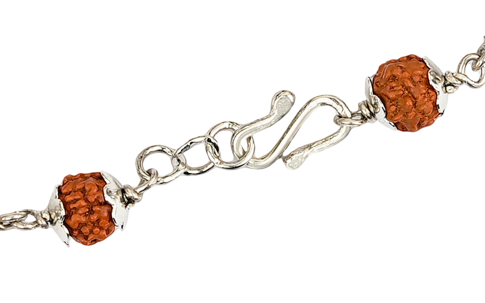 5 Mukhi Rudraksha Silver Elephant Bracelet for Kids - 5 Beads