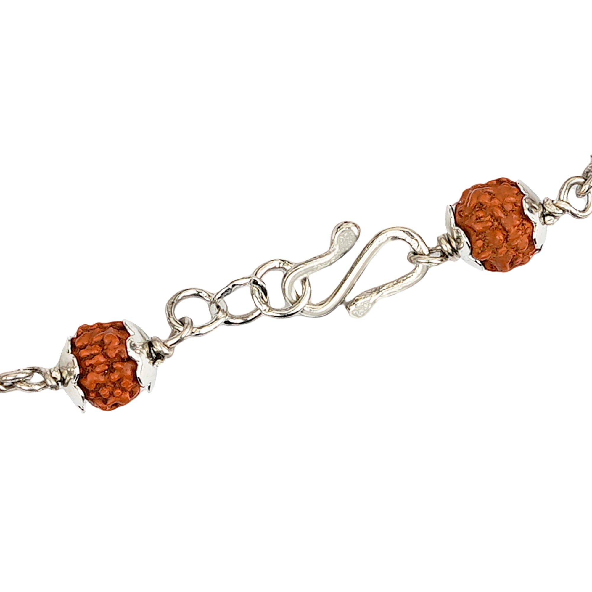 Original 5 Mukhi Rudraksha Silver Elephant Bracelet for Kids – 10 Beads