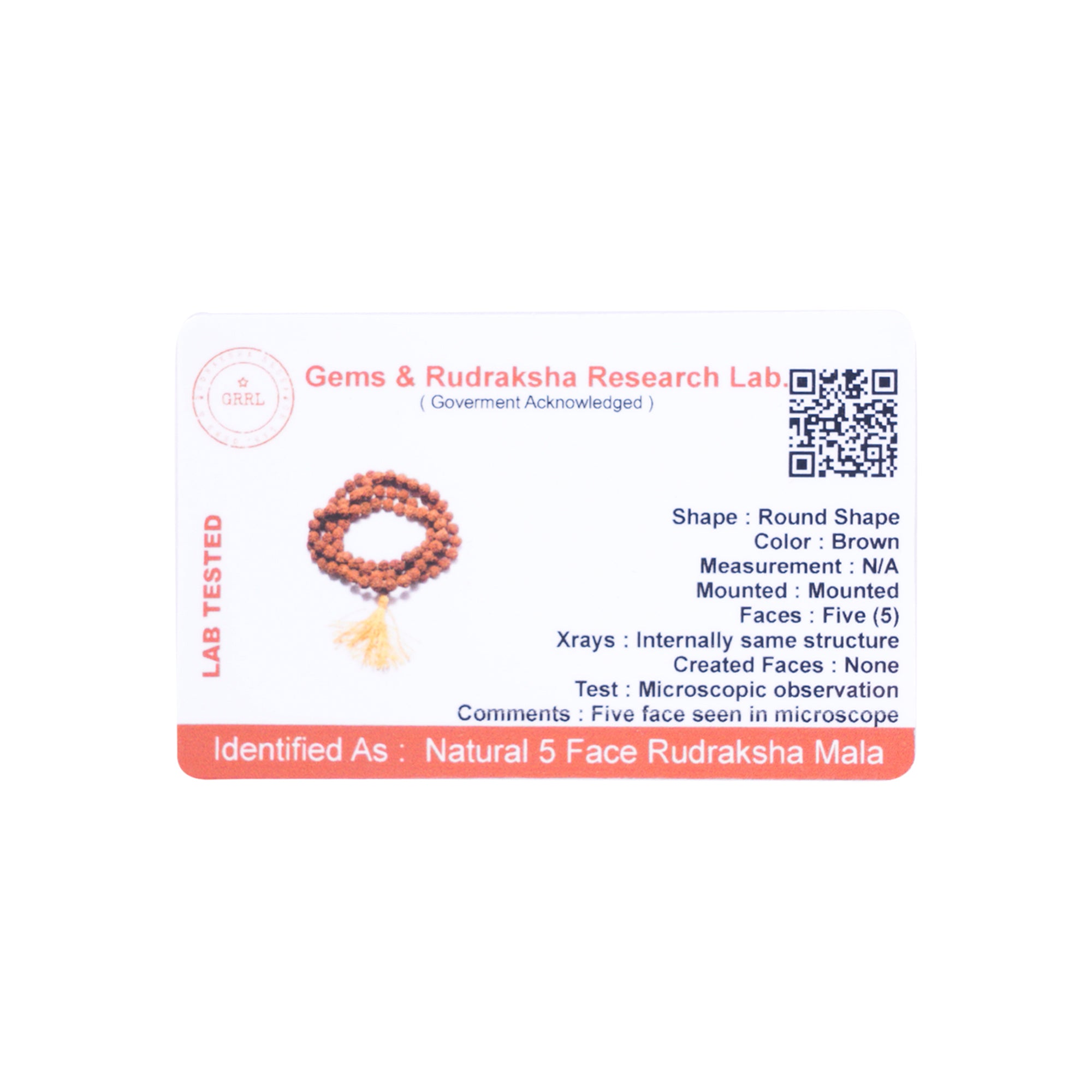 5 Mukhi Rudraksha Mala – 108+1 Beads, for Japa