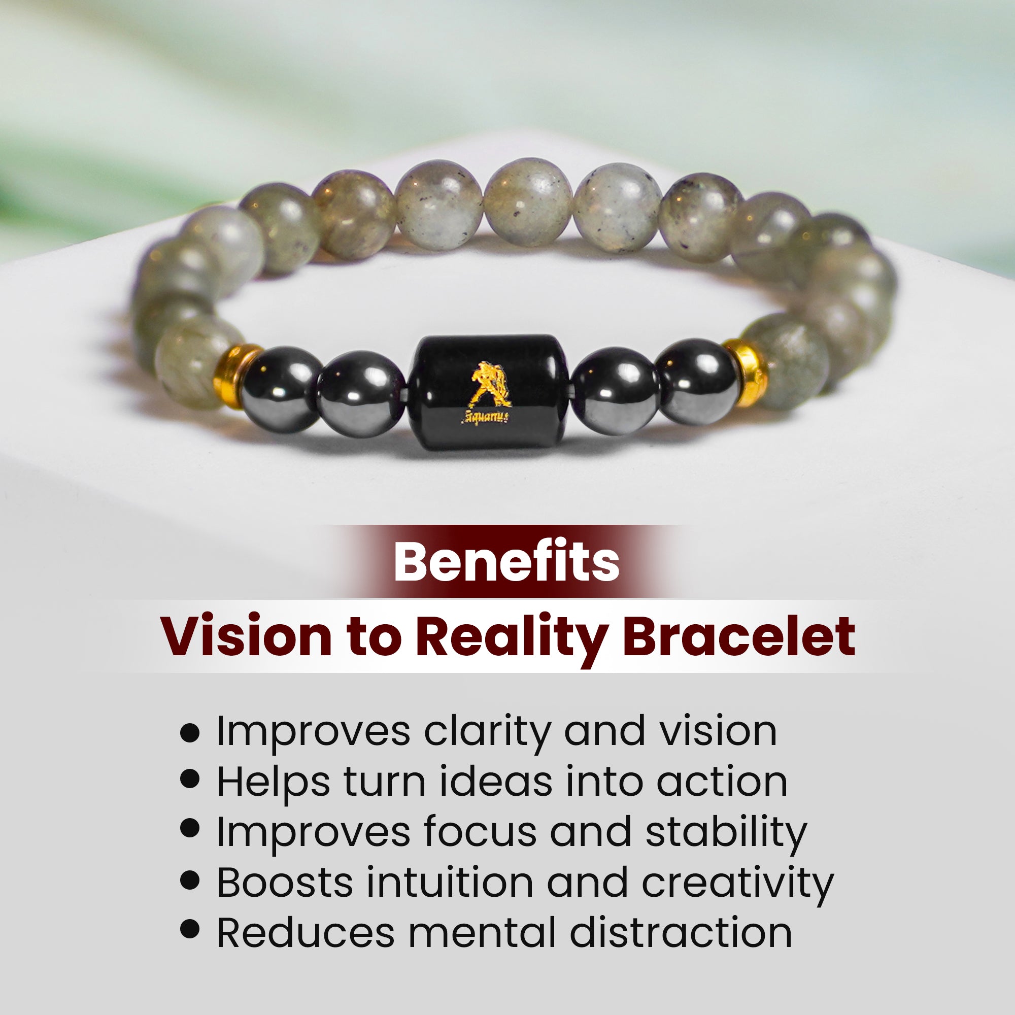 Aquarius (कुम्भ राशि) Bracelet – Labradorite & Hematite