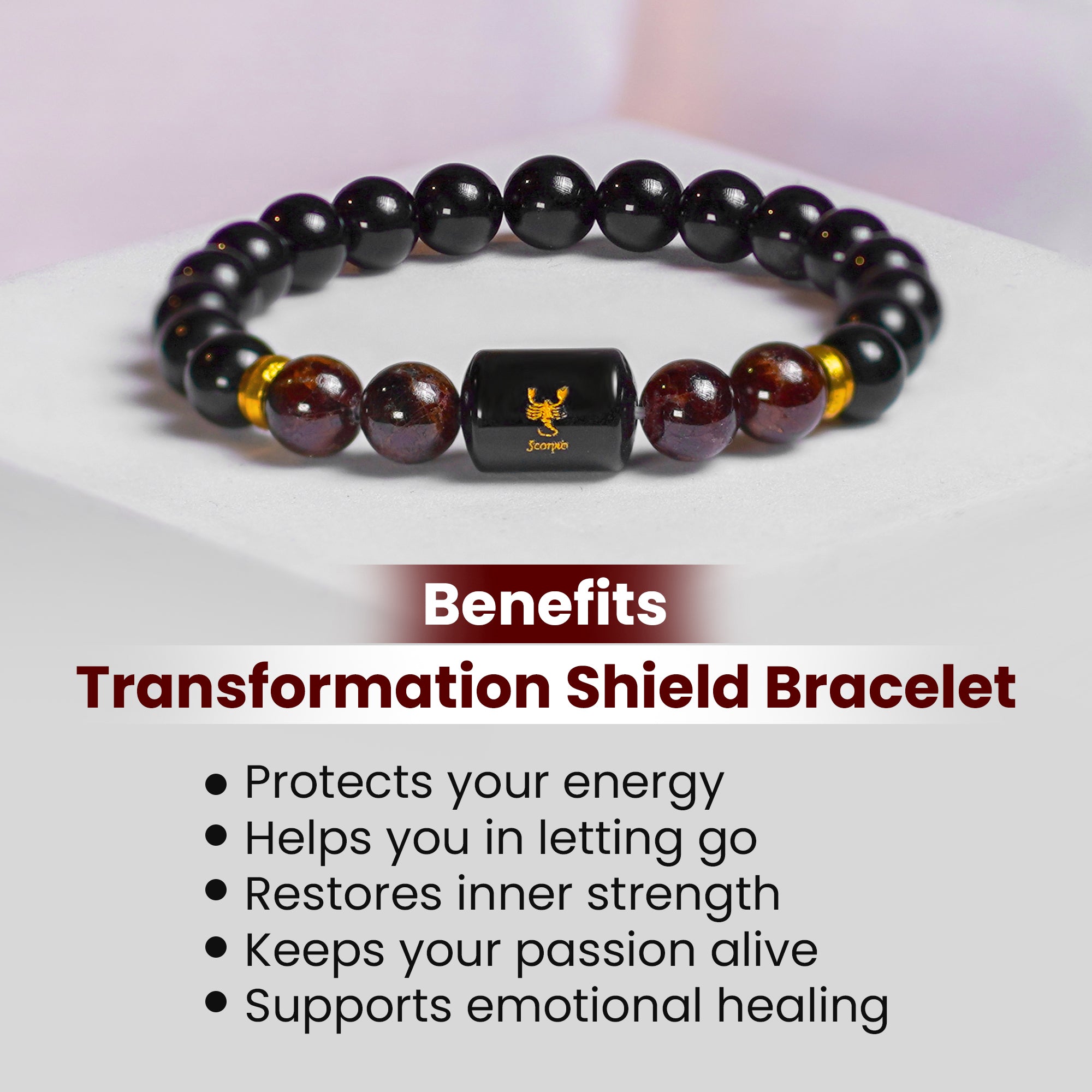 Scorpio (वृश्चिक राशि) Bracelet – Obsidian & Garnet
