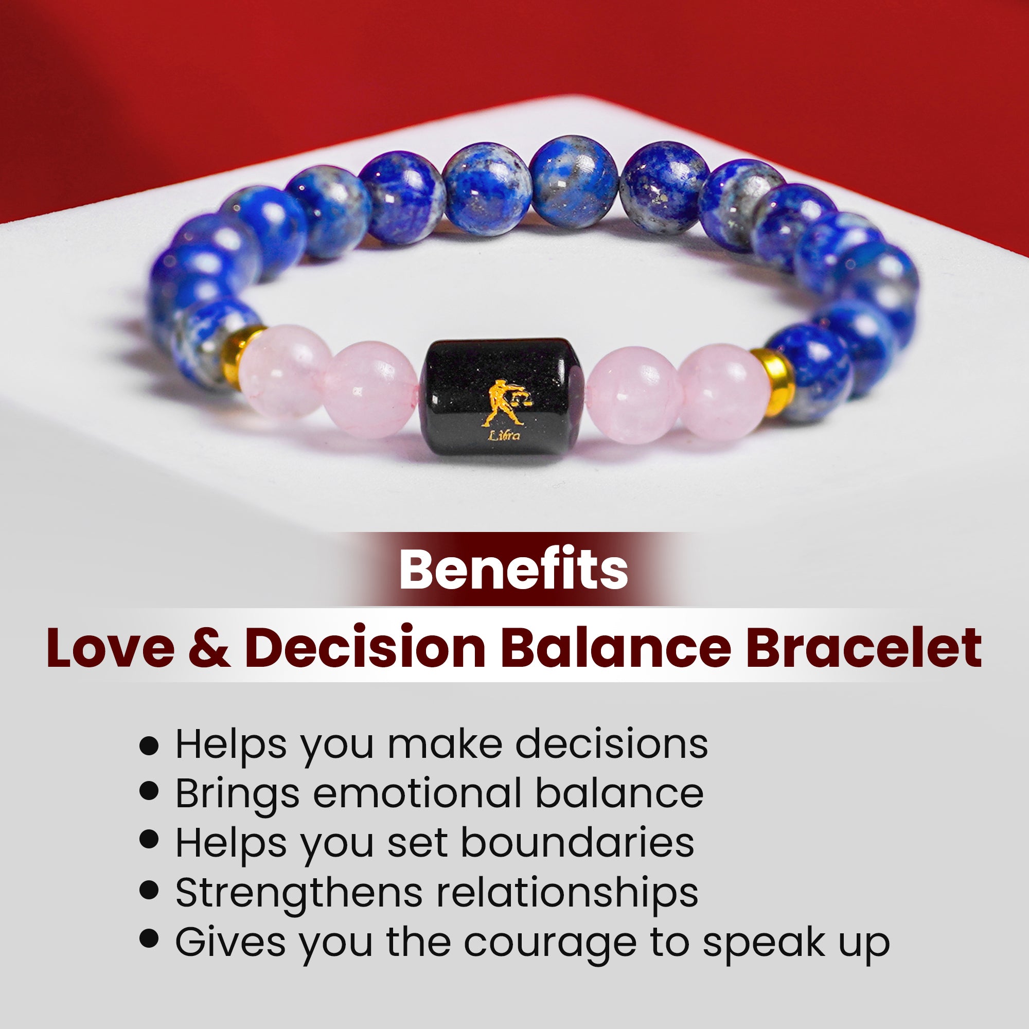 Libra (तुला राशि) Bracelet – Lapis Lazuli & Rose Quartz
