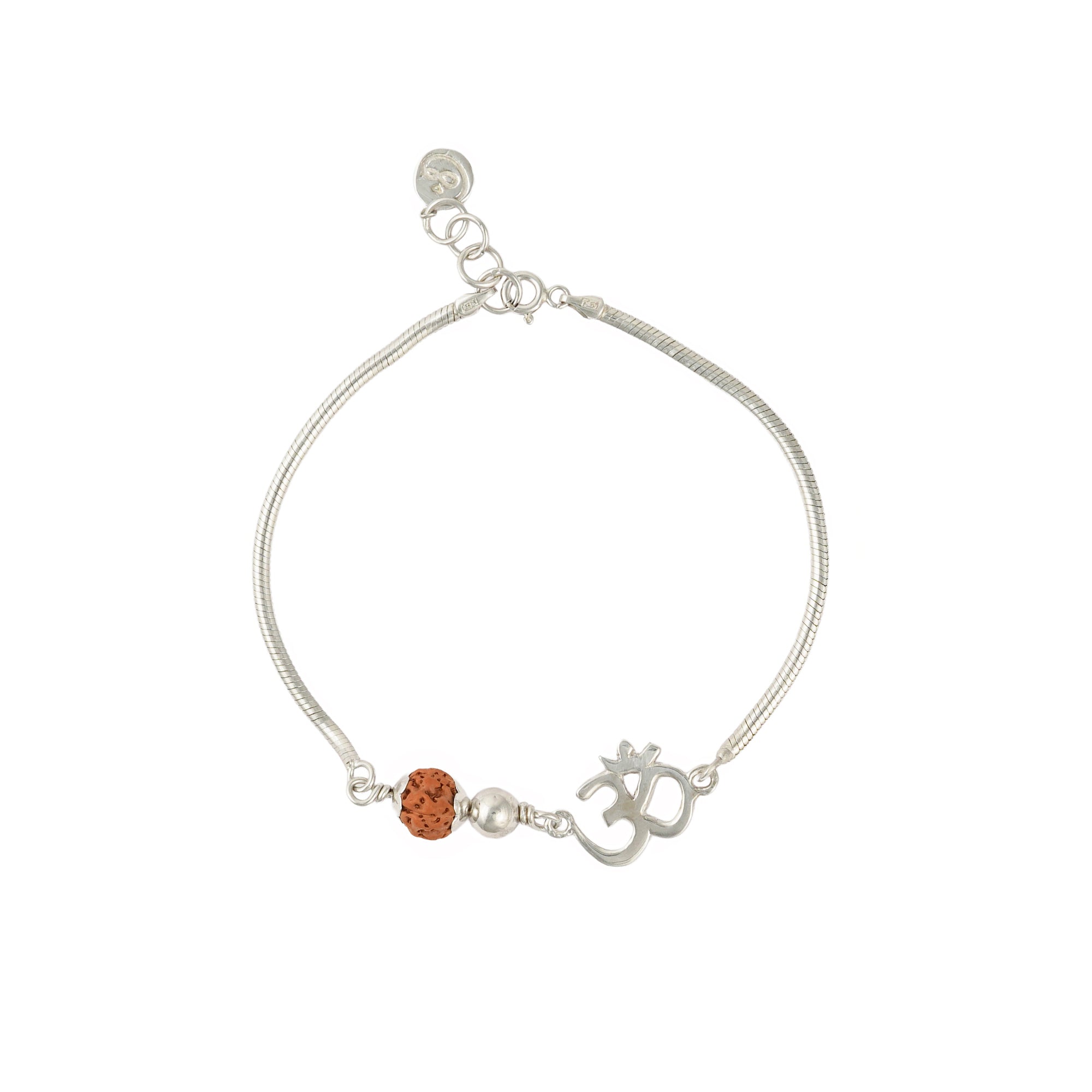 Divine Om 5 Mukhi Rudraksha Silver Bracelet