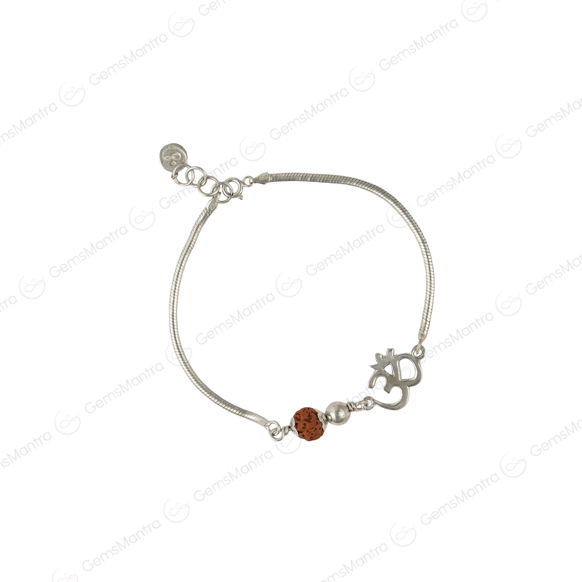 Sacred Bond 5 Mukhi Rudraksha Silver Couple Bracelets