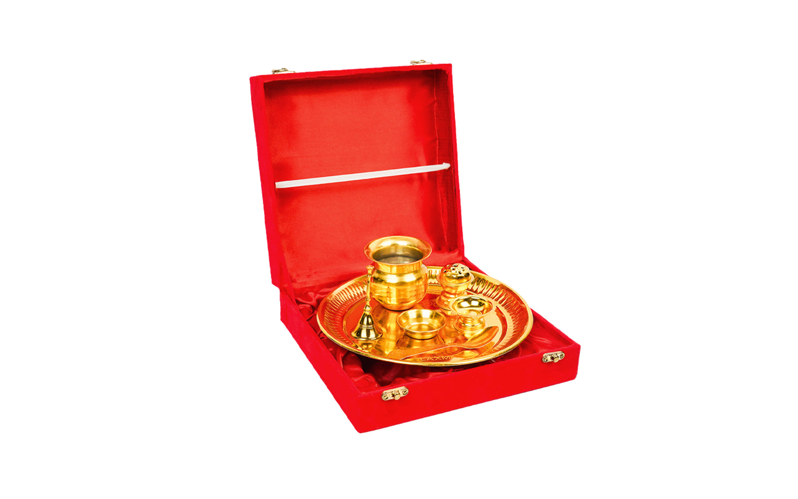 Premium Pooja Thali Set with Royal Red Velvet Box